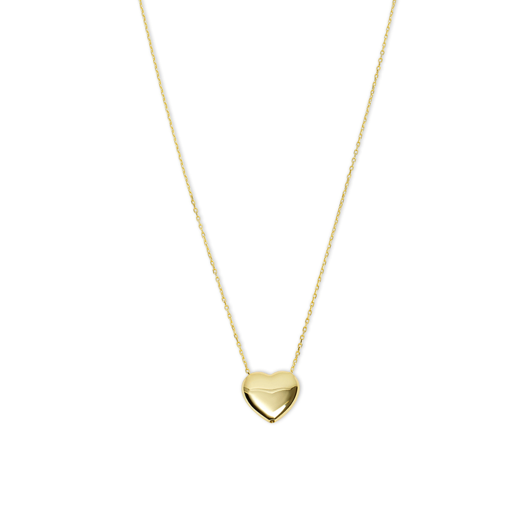 Argento Vivo Women's Puffy Heart Necklace - Silver