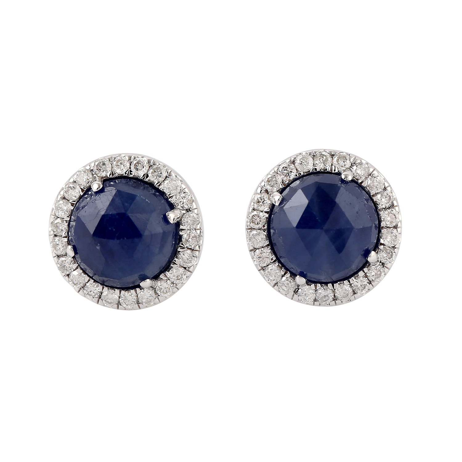 Women’s White / Blue White Gold Natural Diamond Stud Earrings Artisan