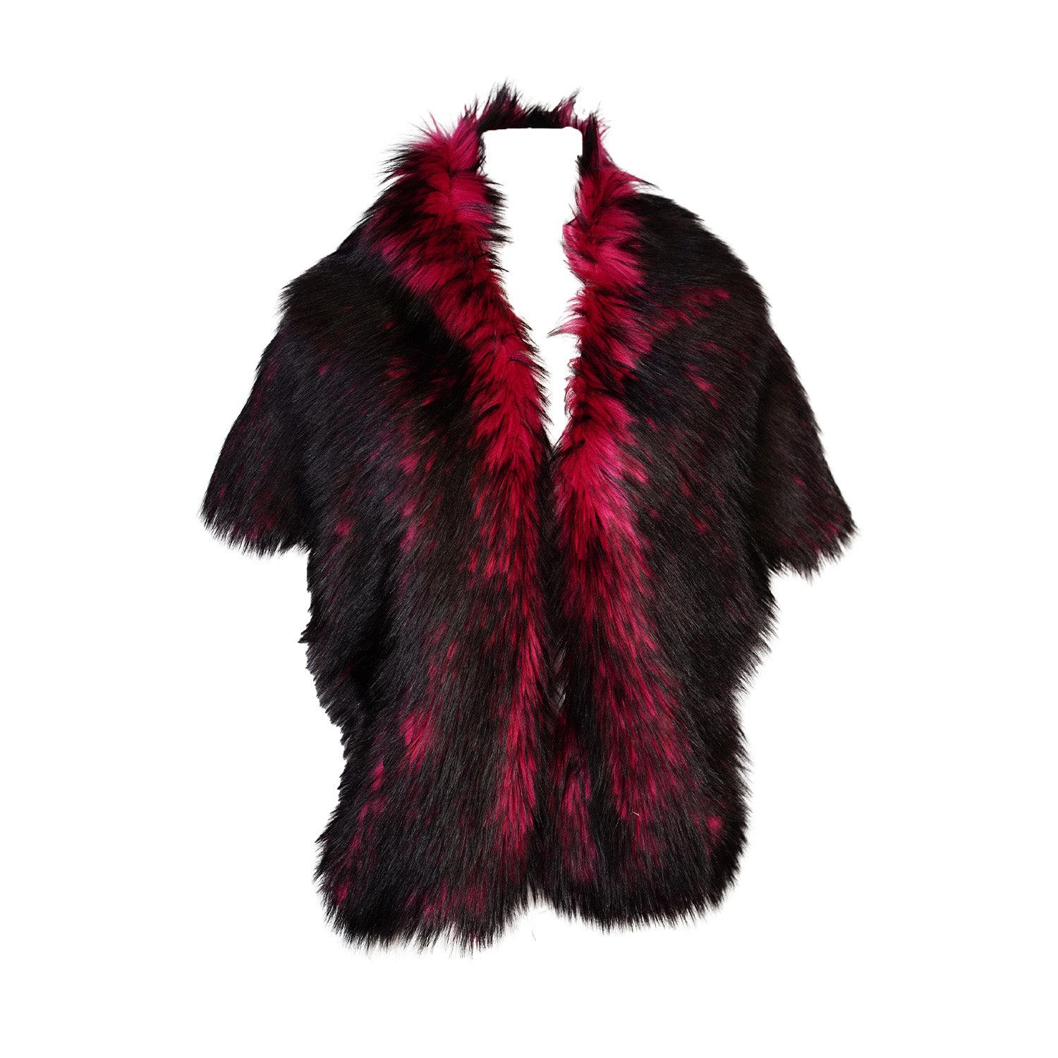 Jennafer Grace Women's Black / Red Sangre Faux Fur Shawl In Red/black