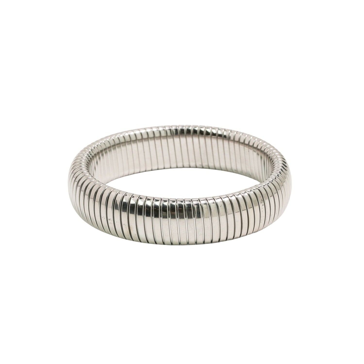 Women's Ribbed Flex Bangle In Silver | Miss Cecilia