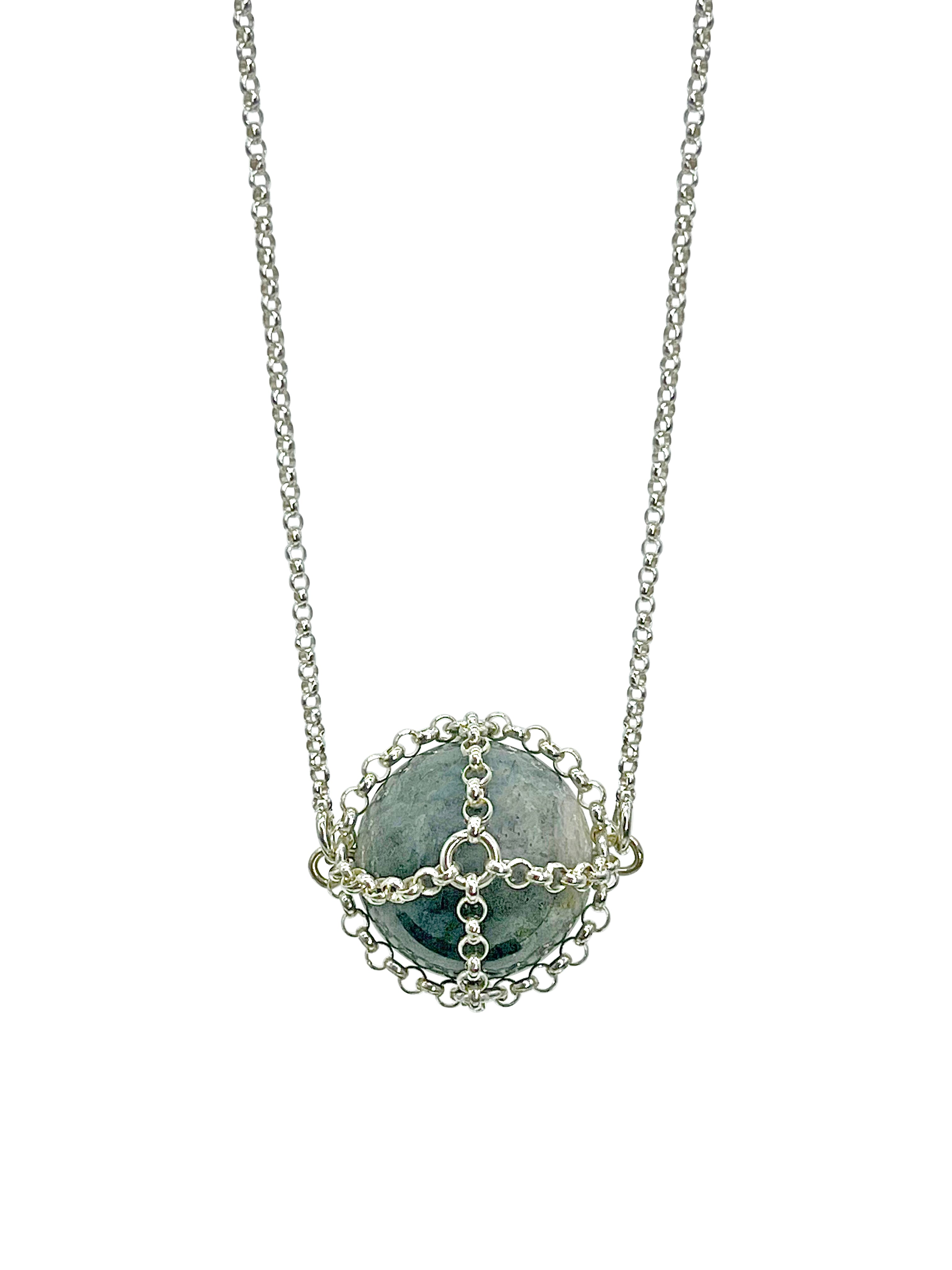 Mhart Women's Green / Silver Labradorite Necklace