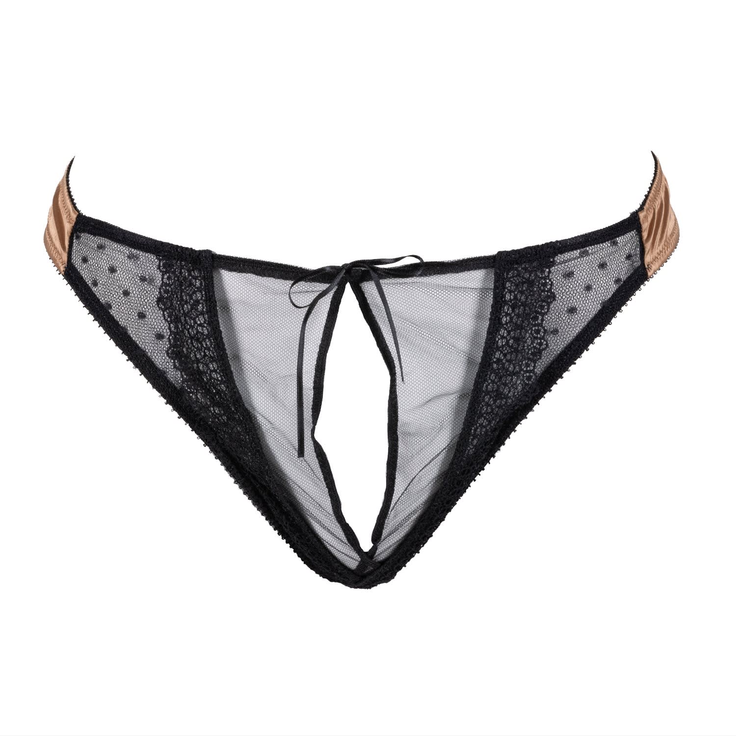 Les Jupons De Tess Women's Gold / Black Adriana Open Thong Golden Black In Multi
