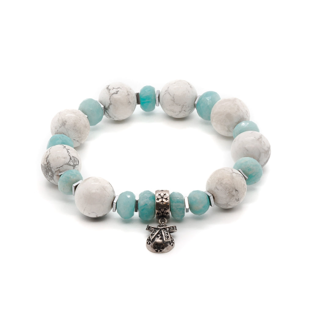 Women’s Blue / White / Silver Aquamarine Christmas Beaded Bracelet Ebru Jewelry