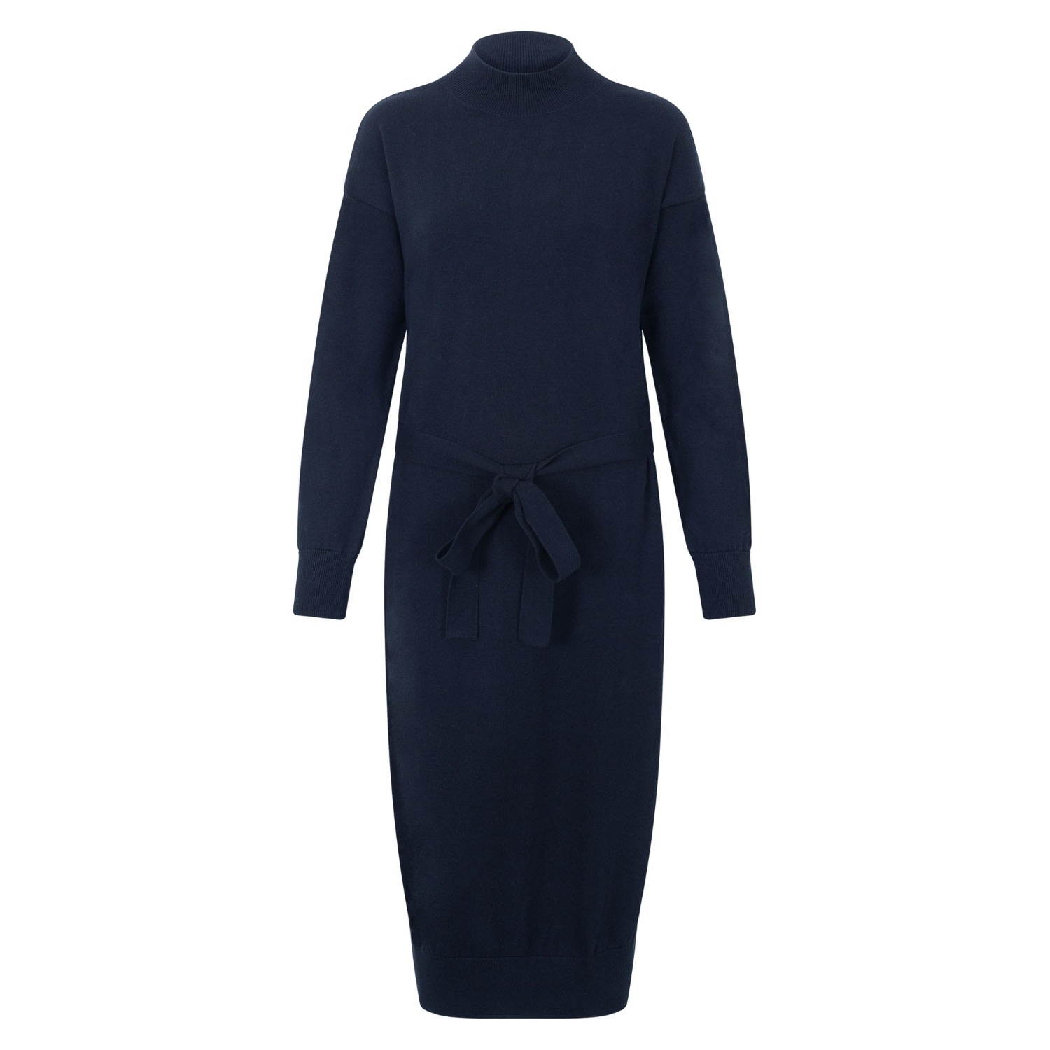 Paul James Knitwear Blue Womens Lightweight Cecelia Cotton Mock Neck Dress - Navy In Blue