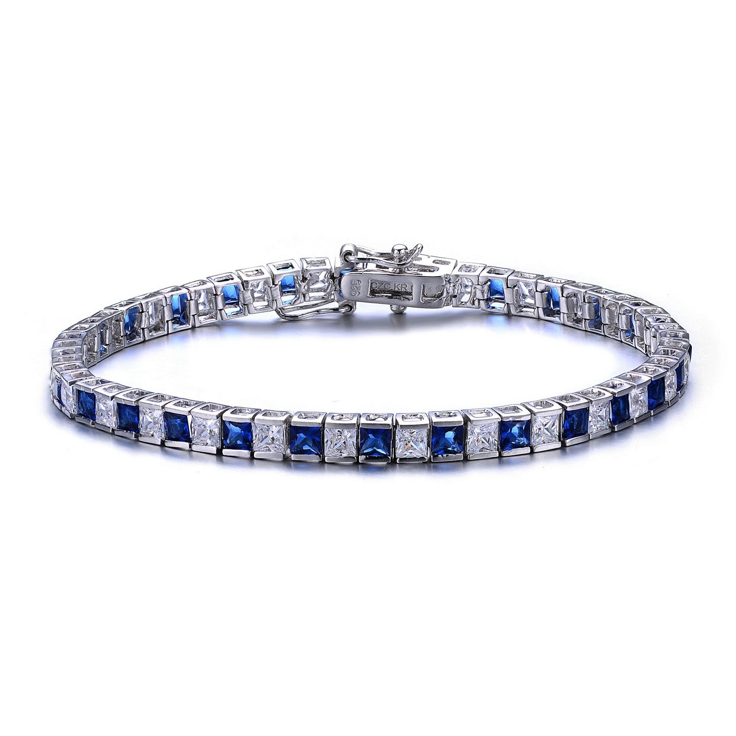 Women’s Blue / White / Silver Jeune Amélie Zirconia Sapphire Tennis Bracelet Genevive Jewelry