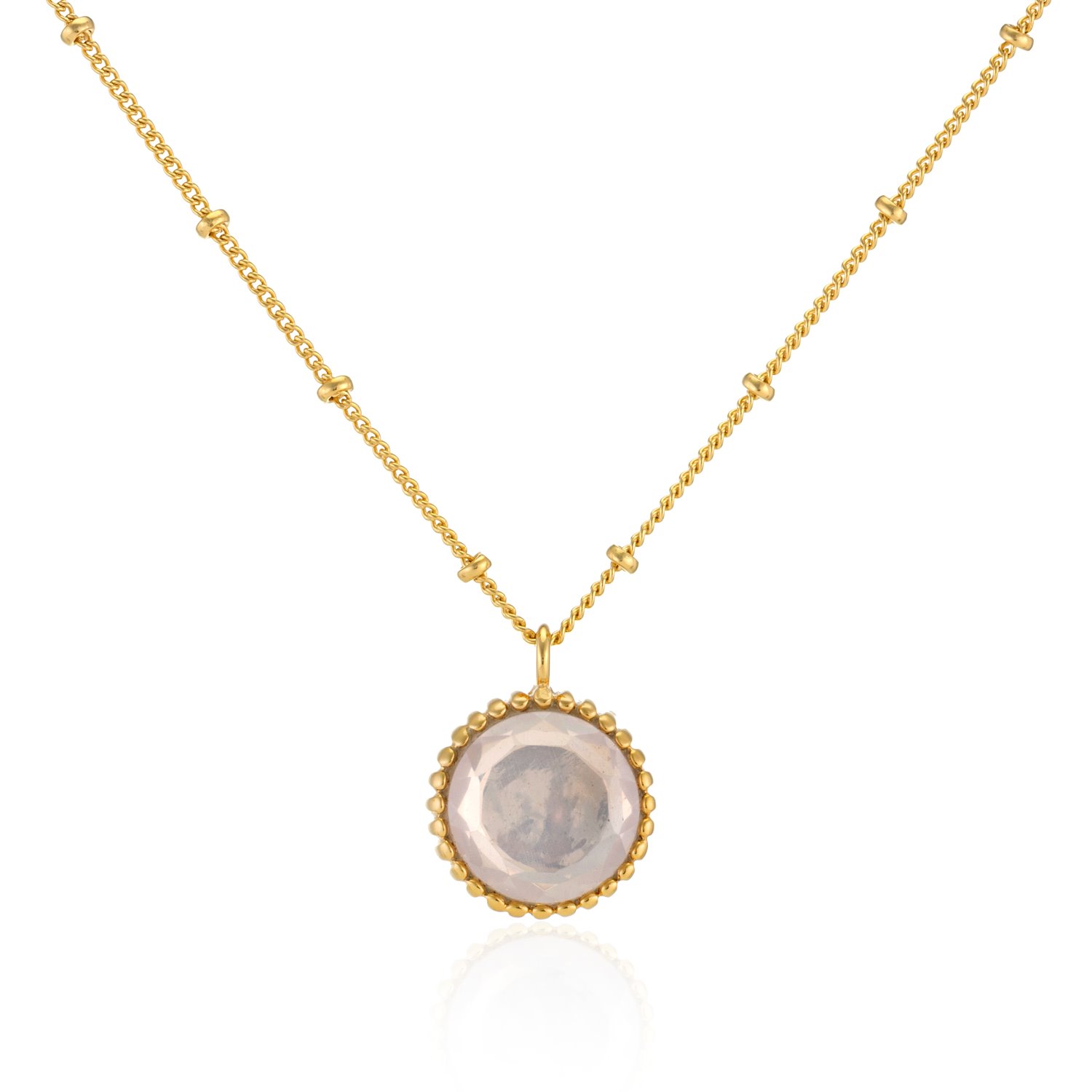 Auree Jewellery Women's Gold / Pink Barcelona October Birthstone Necklace Rose Quartz In Multi