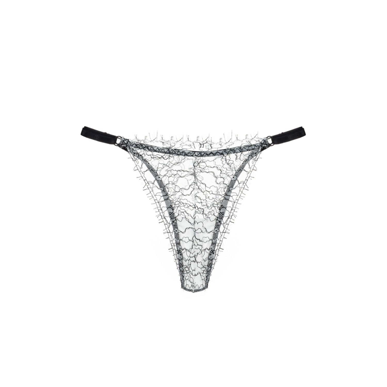 Mers Silk Women's Black / White Lindy Black&white Lace Thong In Multi