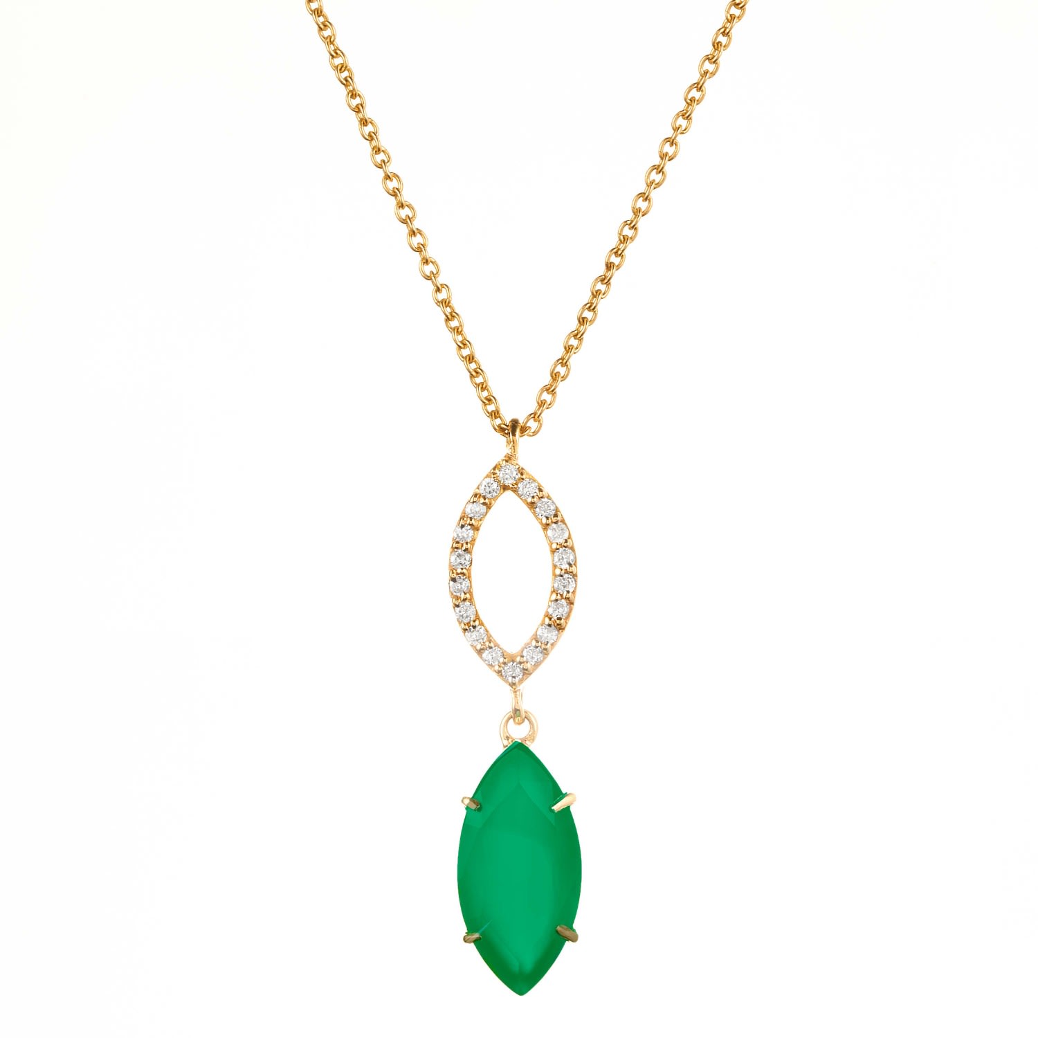 Women’s Gold / Green Agate & Diamond Necklace Augustine Jewels