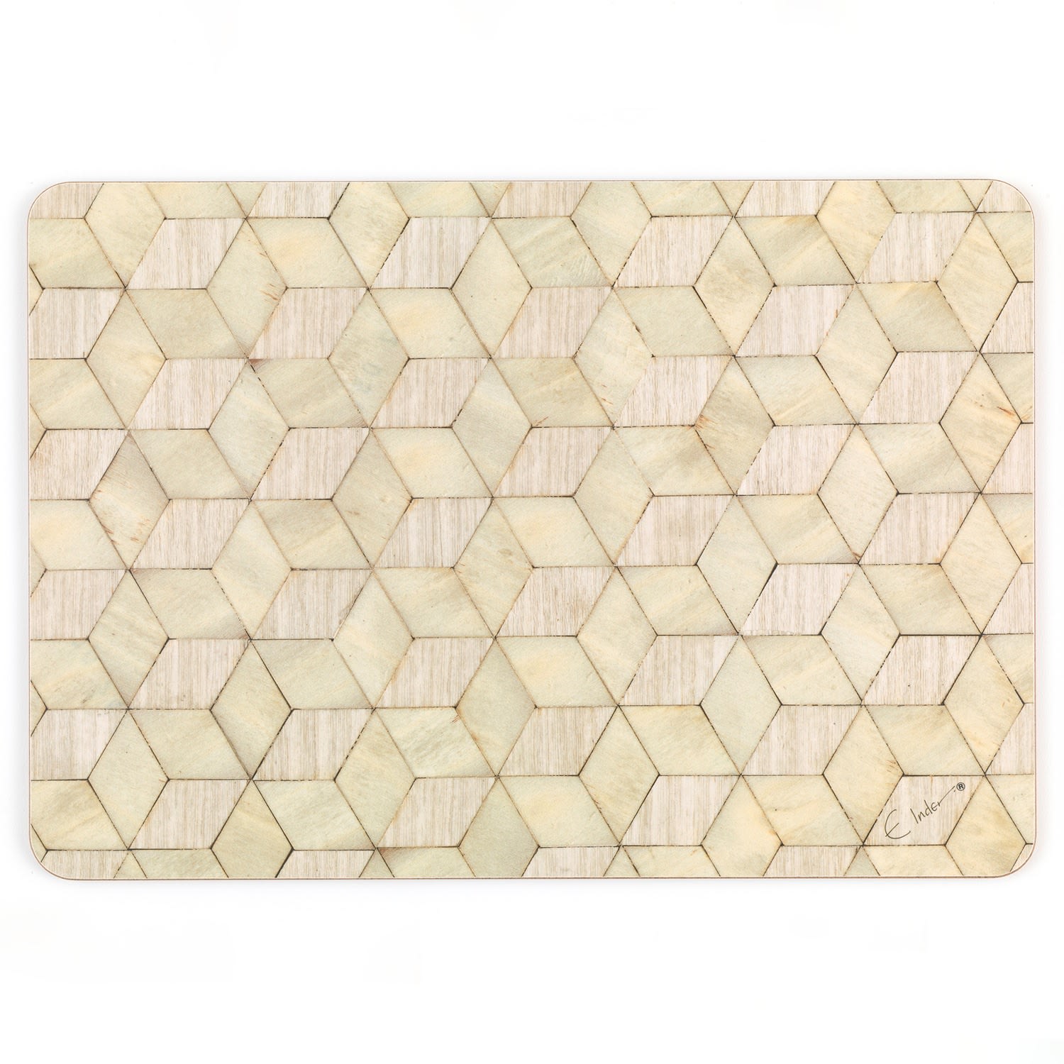 E. Inder Designs Green / Grey Placemats Set Of Two Extra Large In Scandinavian Style Neutral Colours. Heat Resistant  In Neutral