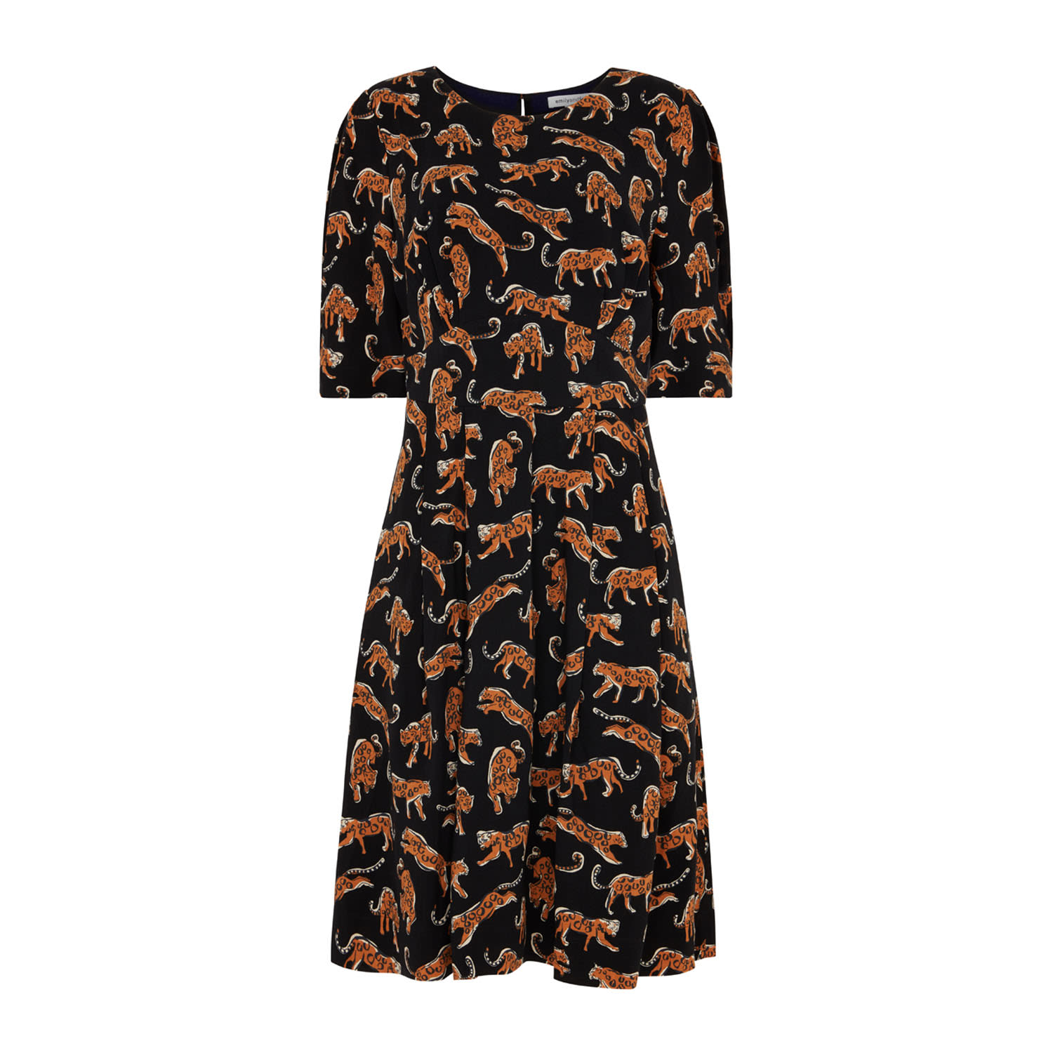 Emily And Fin Women's Black / Brown Meredith Leaping Leopards Dress