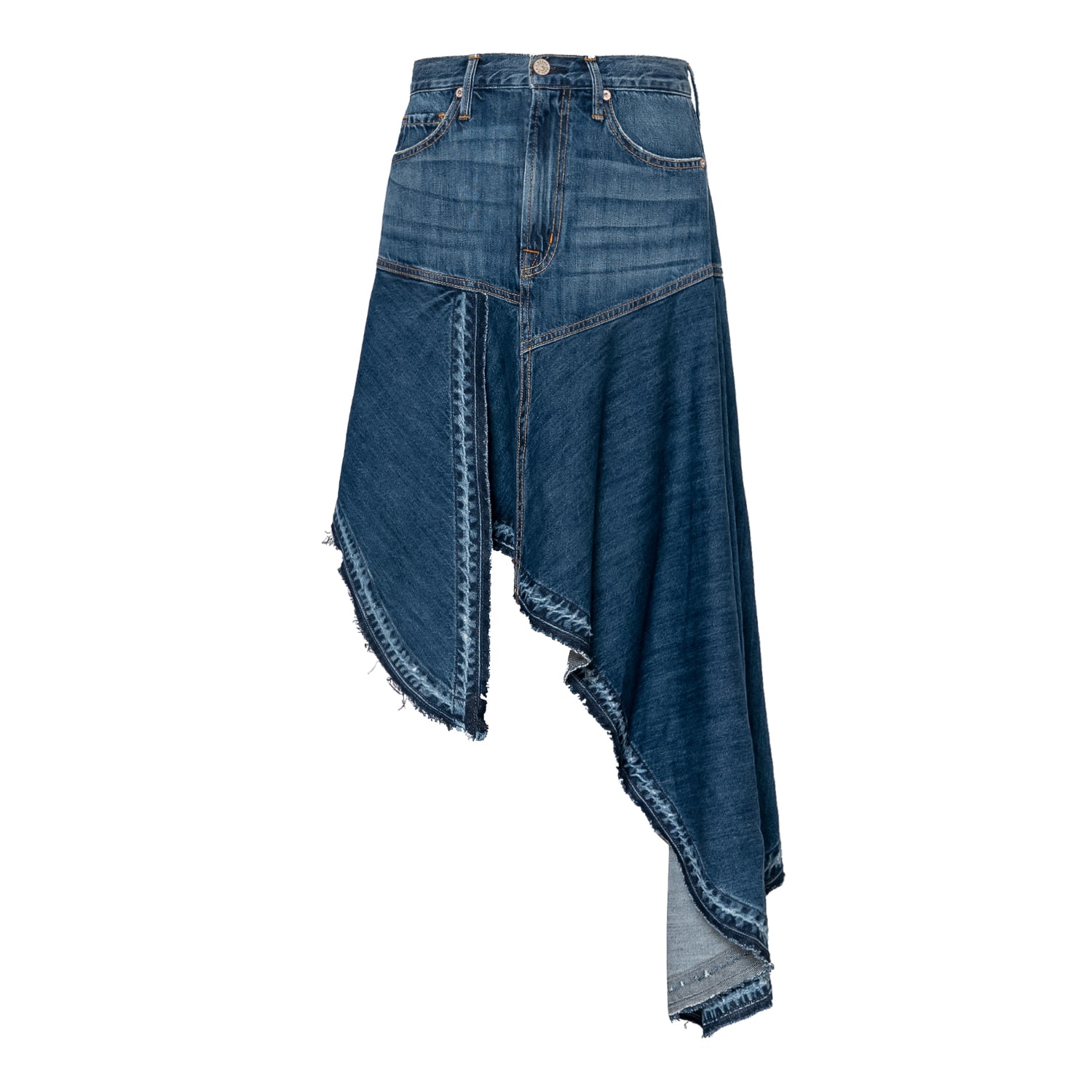 Shop Noend Denim Women's Blue Mandy Asymmetrical Denim Skirt In Houston