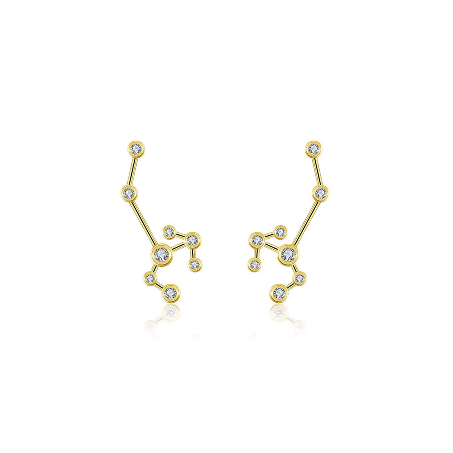 Genevieve Collection Women's Sagittarius Zodiac Constellation Earring 18k Yellow Gold & Diamond In Gold