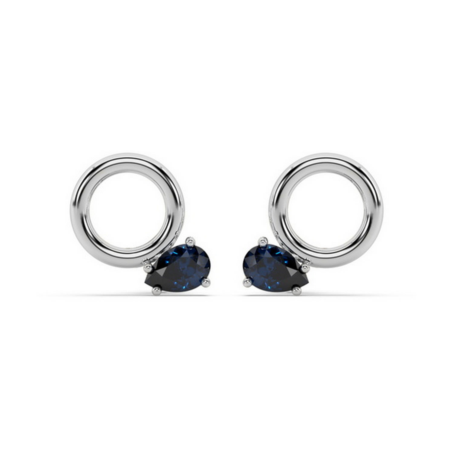 Women’s Silver Blue Sapphire Donut Stud Oni Fine Jewelry