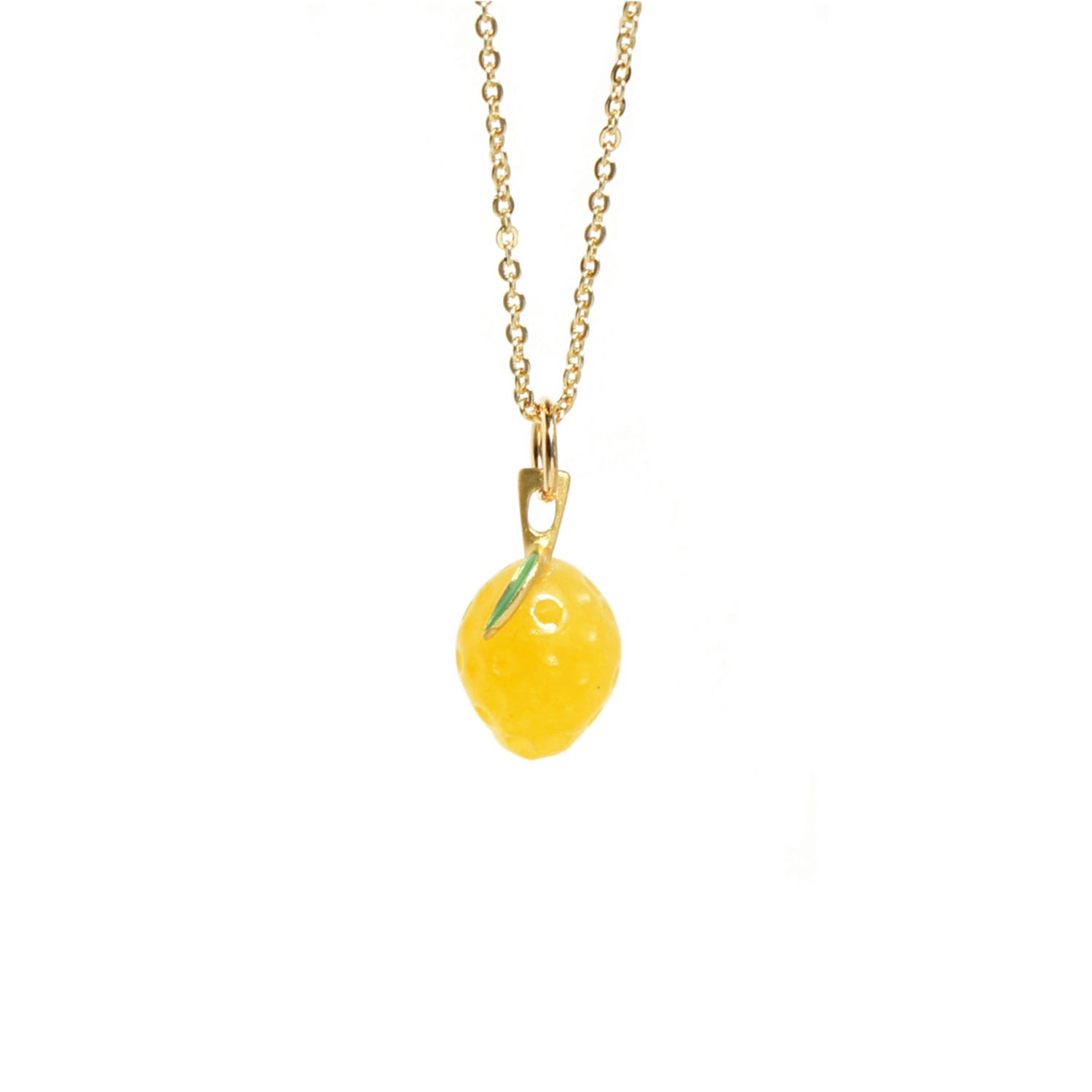 Women’s Organic Fruit Pendant Necklace, Jade Lemon With Enamel I’mmany London