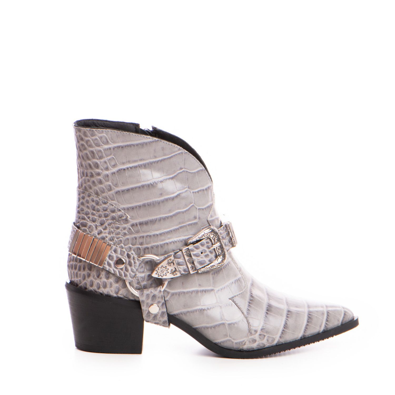The 5th Element Women's Bronx Western Boots – Grey Croco Leather In Gray