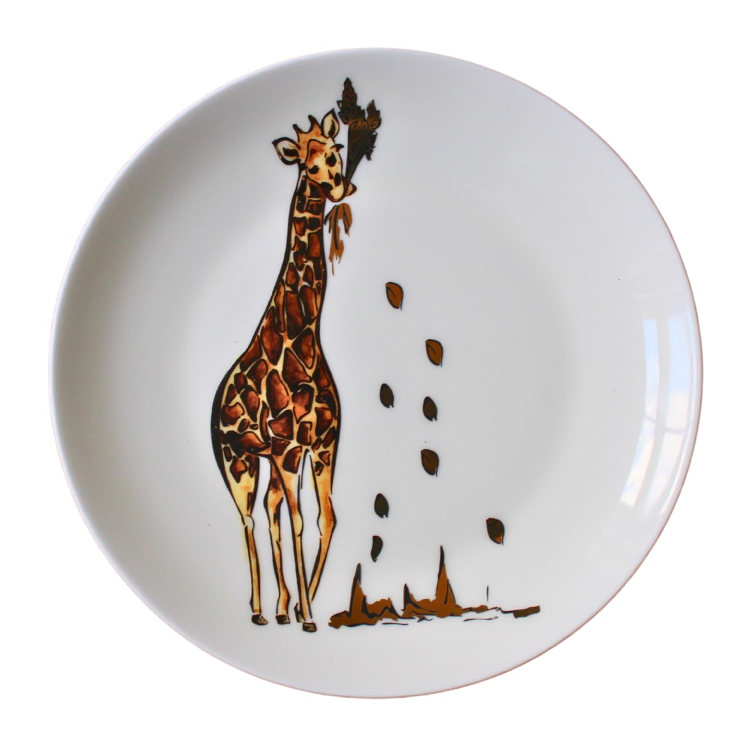 Brown Amboseli Giraffe Side Plate One Size Milly Sands