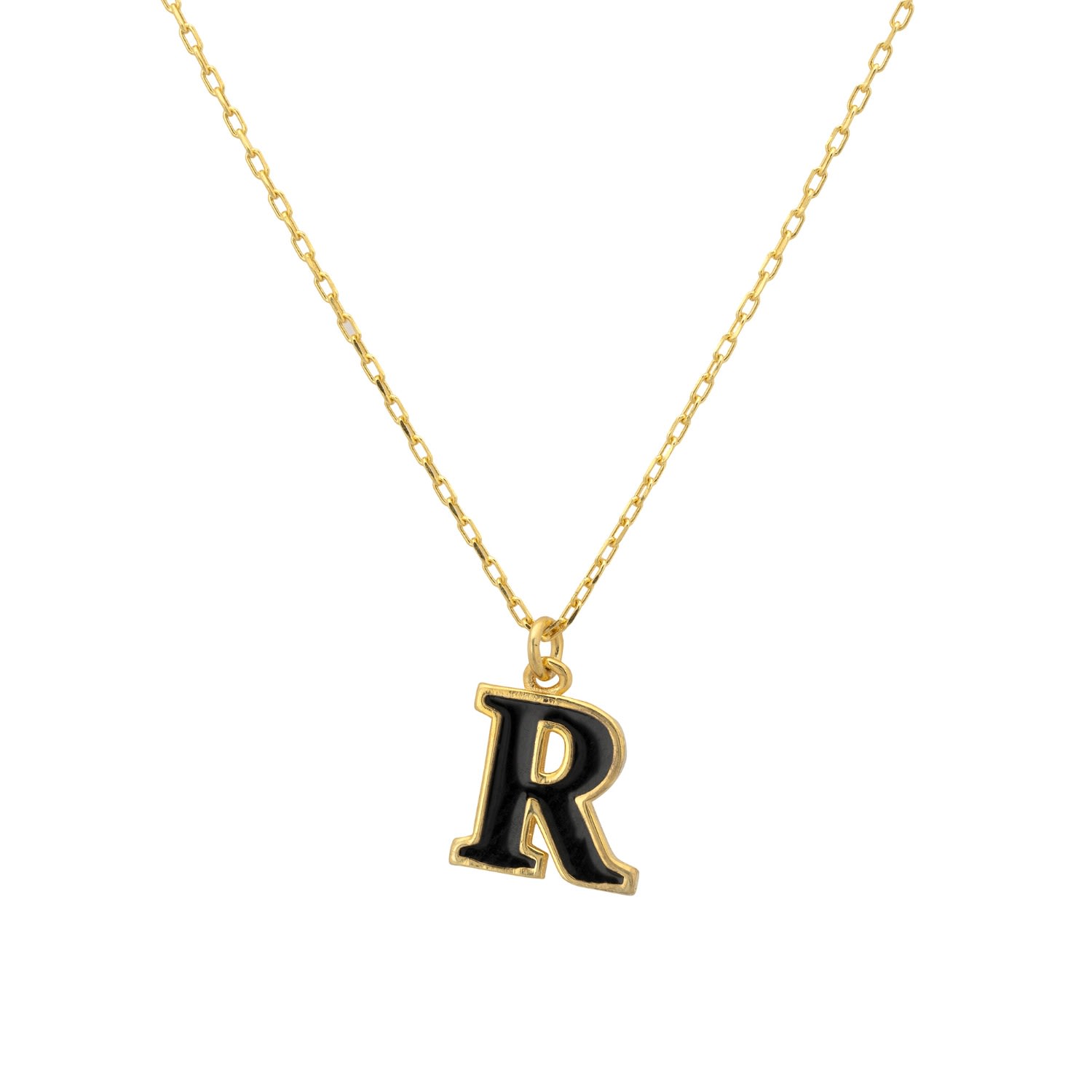 Women’s Gold / Black Initial Enamel Necklace Gold R Latelita