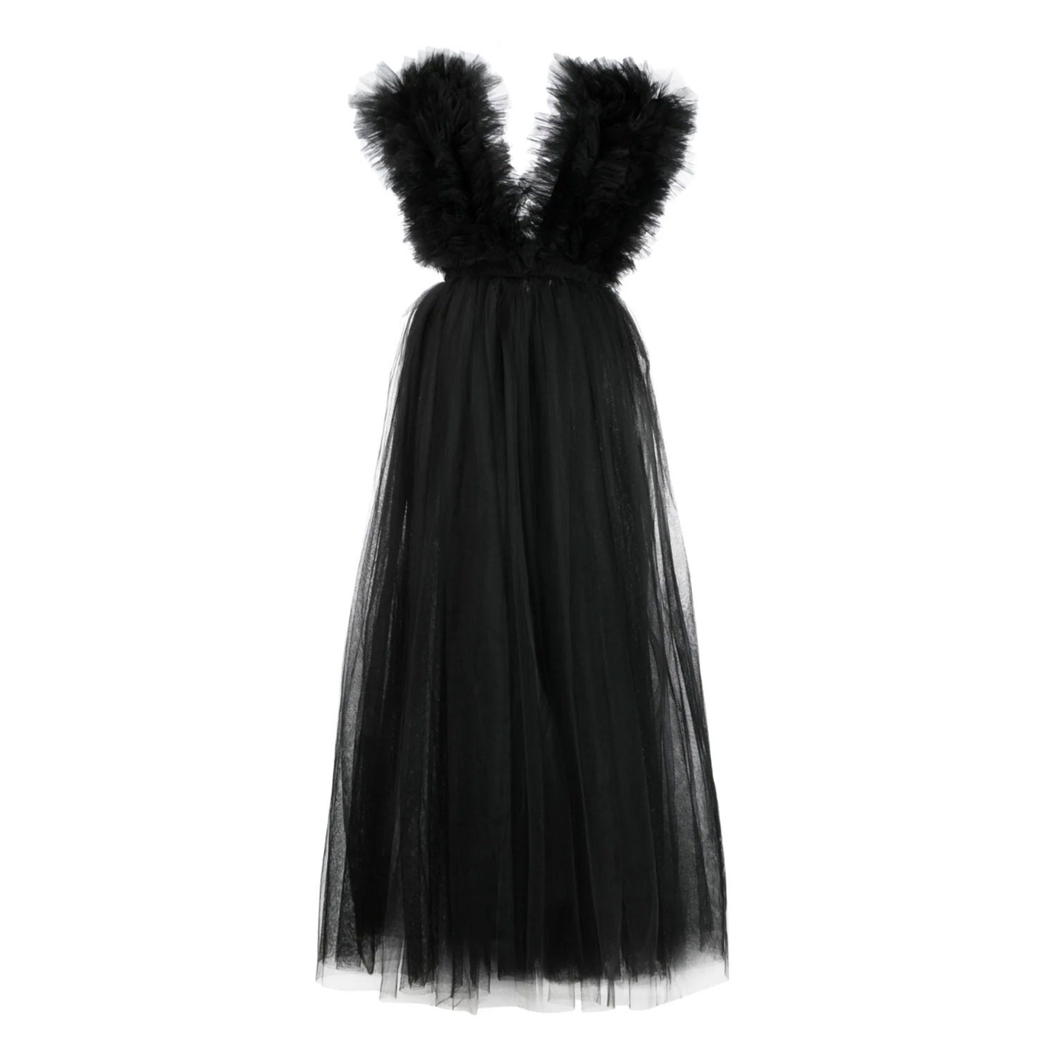 Women’s Black Signature Tiered Tulle Gown Extra Small Lia Aram