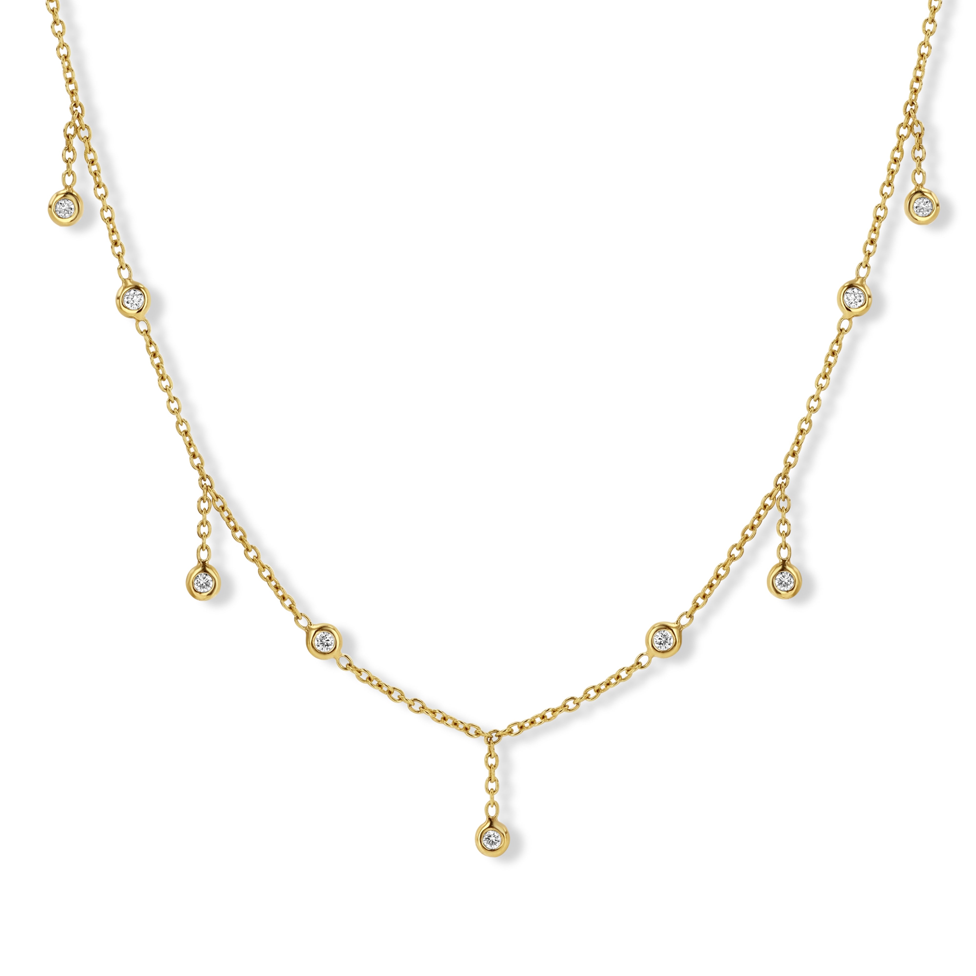Jewelbird Women's Gold Diamond Spacer Necklace