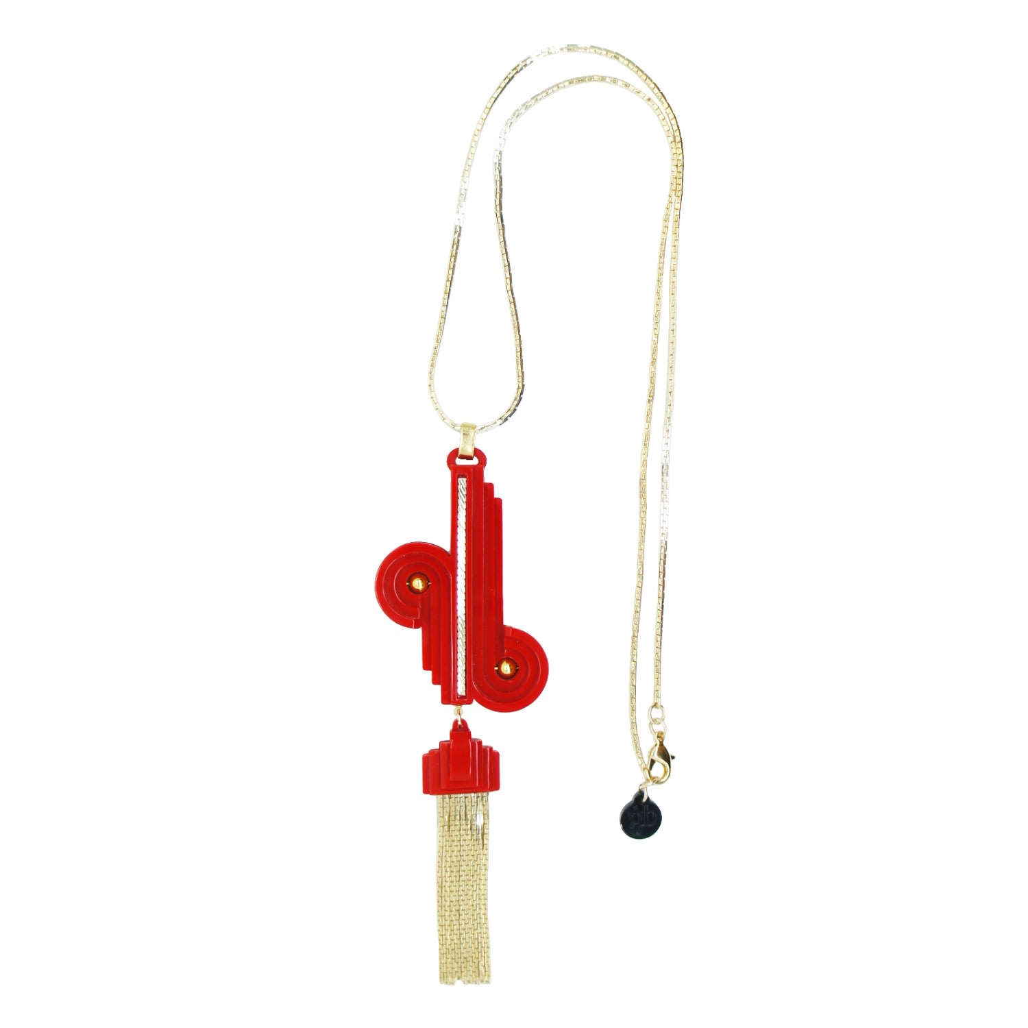 Gissa Bicalho Women's Handmade Acrylic Necklace Pendant Verner Red In Metallic