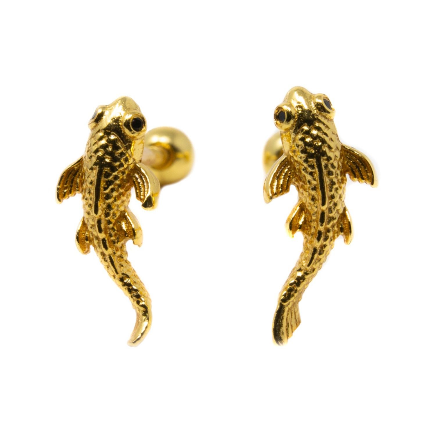 Nasi Silver Women's Silver Fish Neshama Studs- Gold In Silver