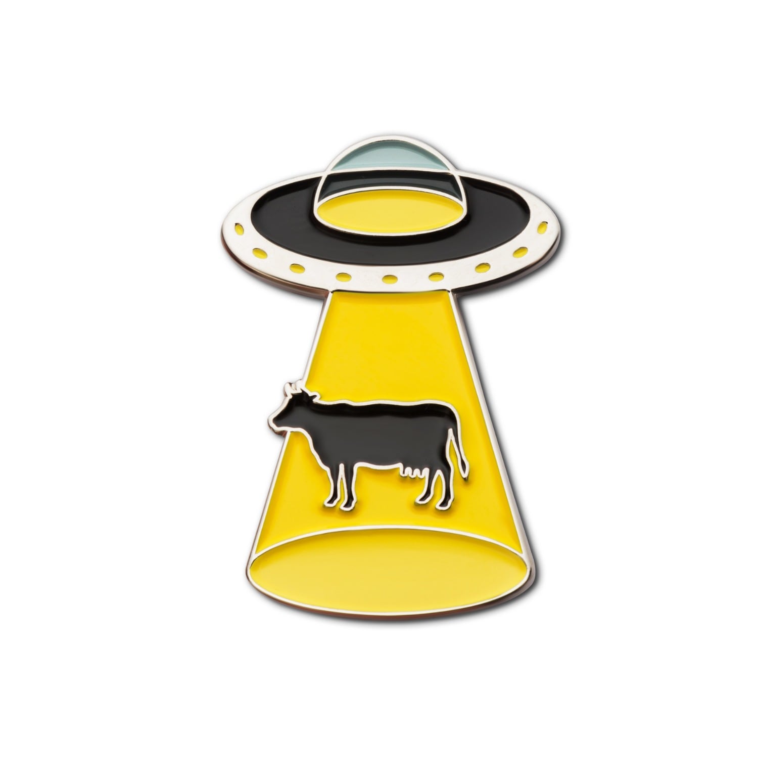 Make Heads Turn Women's Black / Yellow Enamel Pin Ufo Cow Abduction In Multi