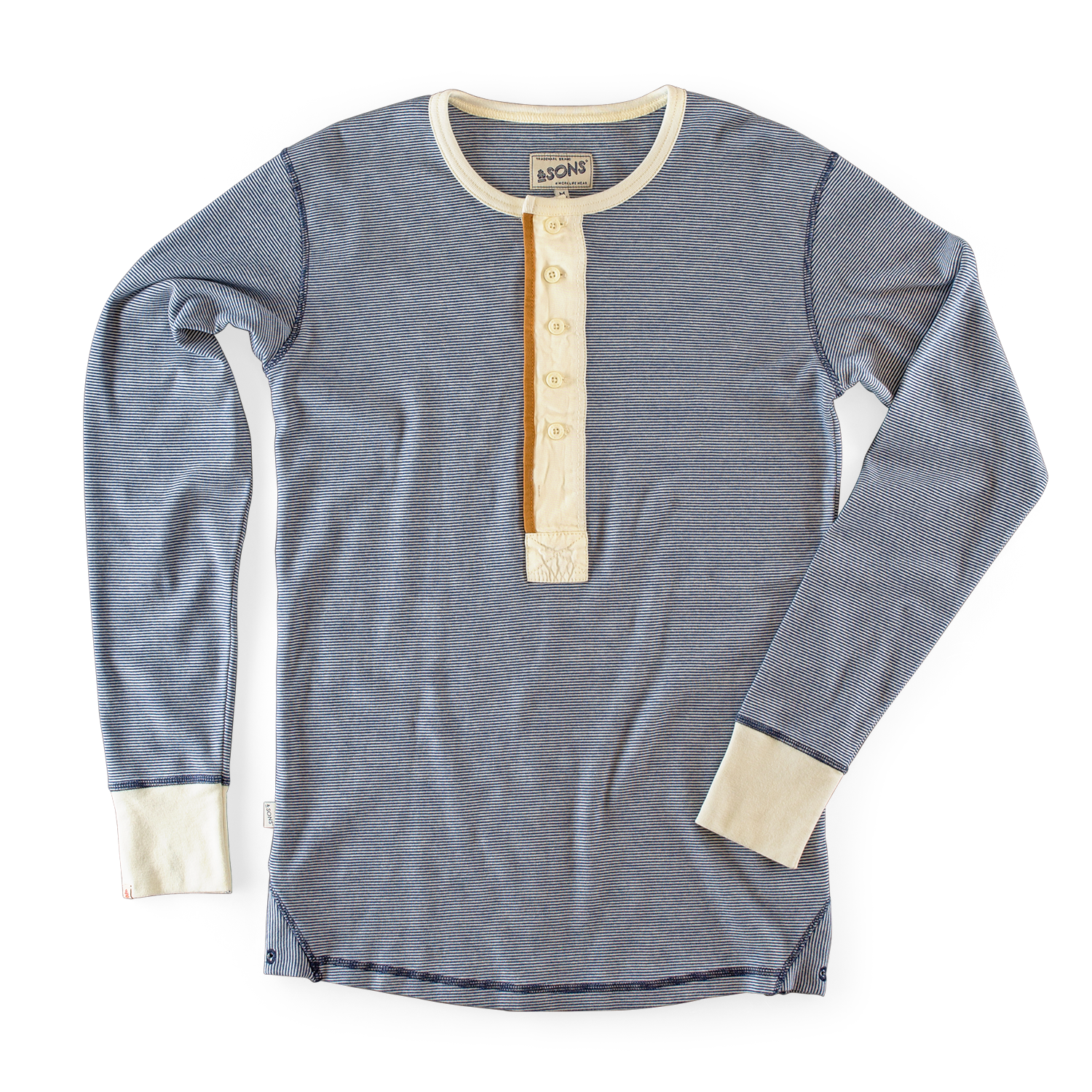 &sons Trading Co Men's &sons Wilder Henley Ticking Blue In Blue