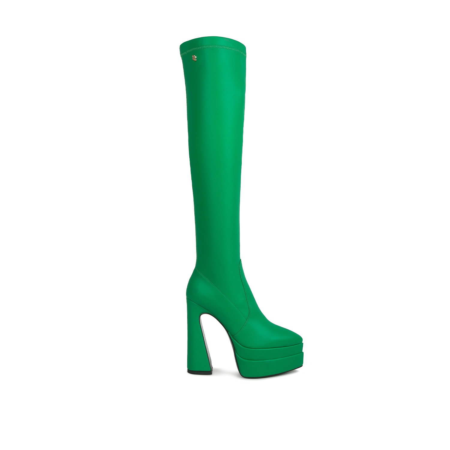 Rag & Co Cyber Punk High Platform Long Boots In Green In Green