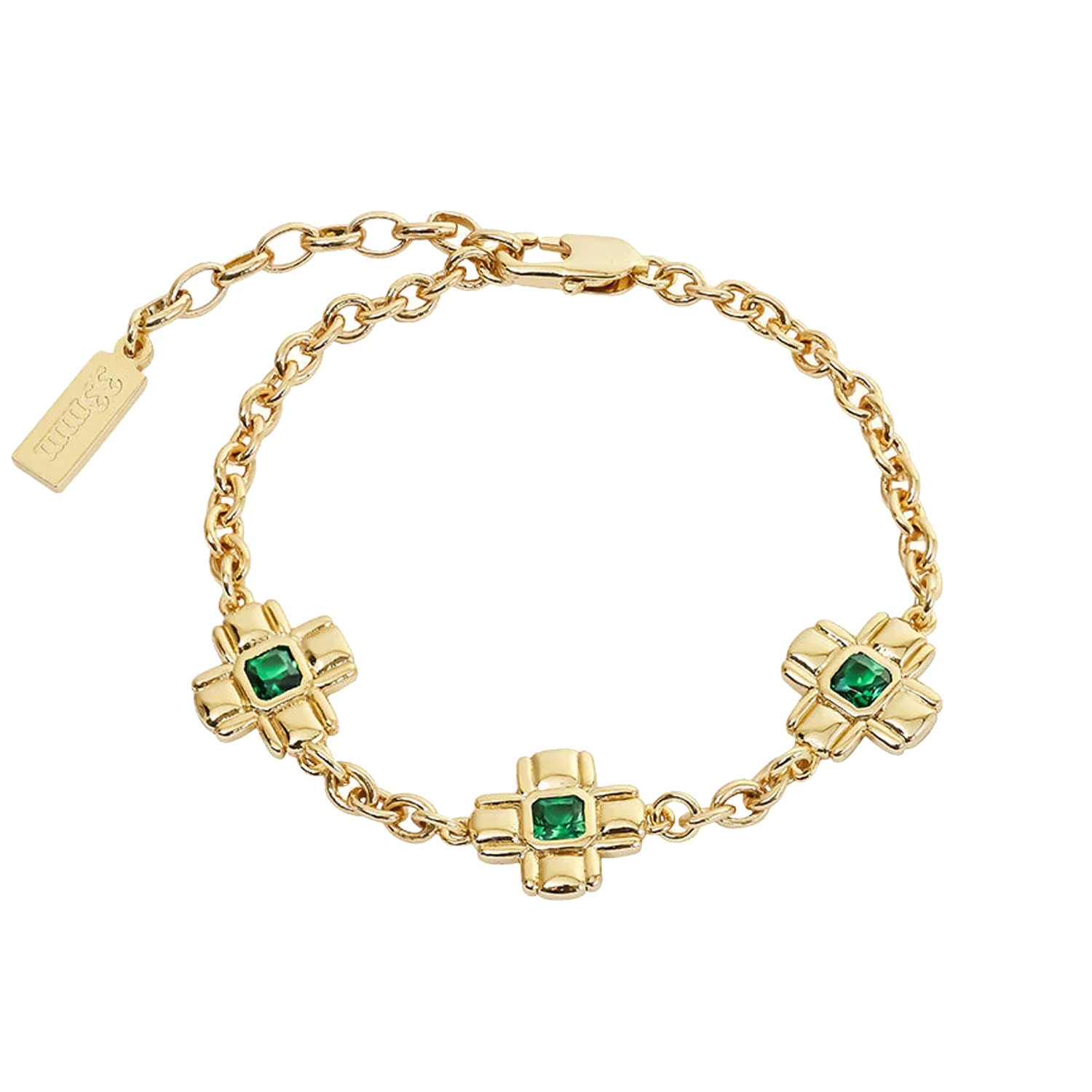 Women’s Gold / Green Monet Cross Pendant Bracelet 33mm