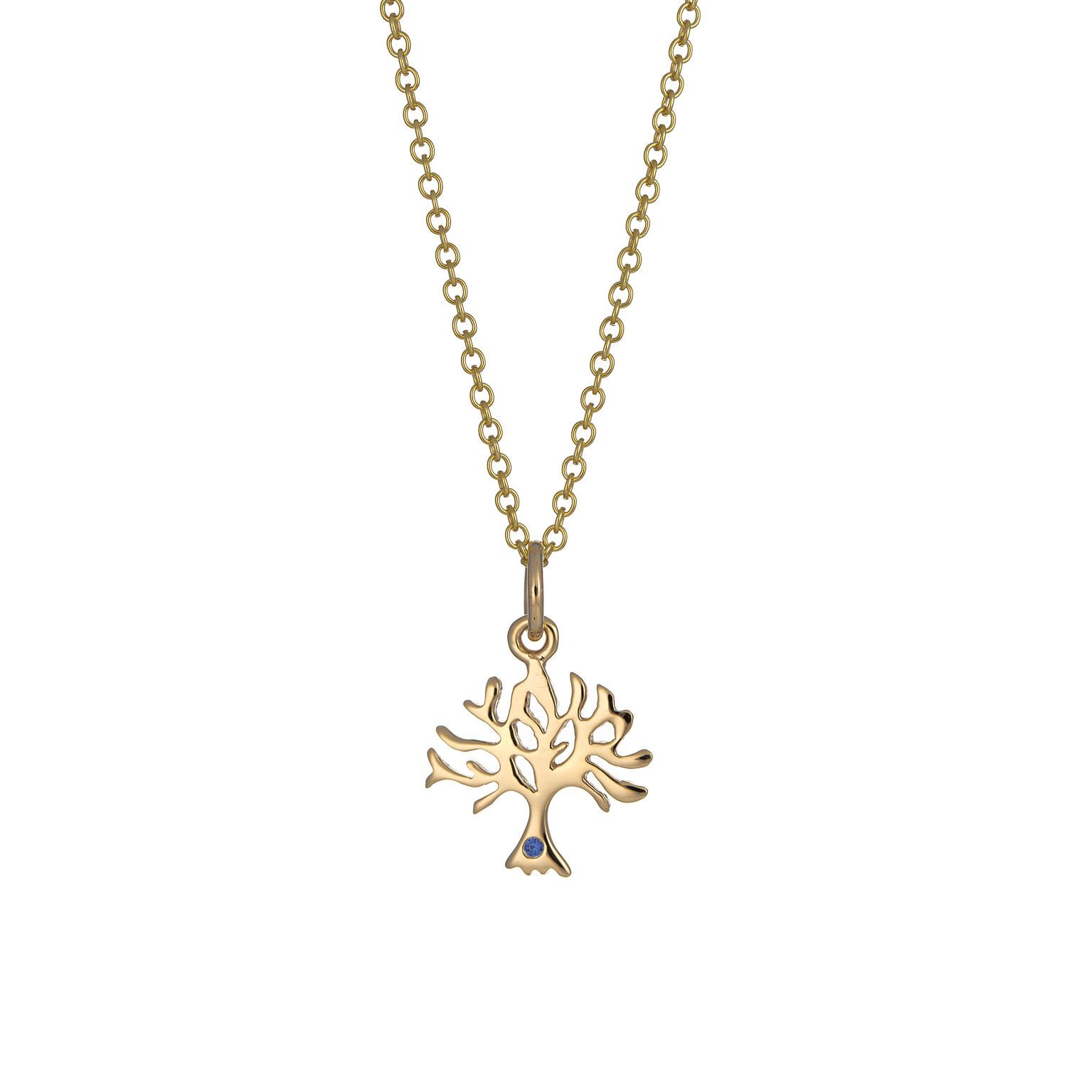 Women’s Solid Gold Tree Necklace With Sapphire Lily Charmed