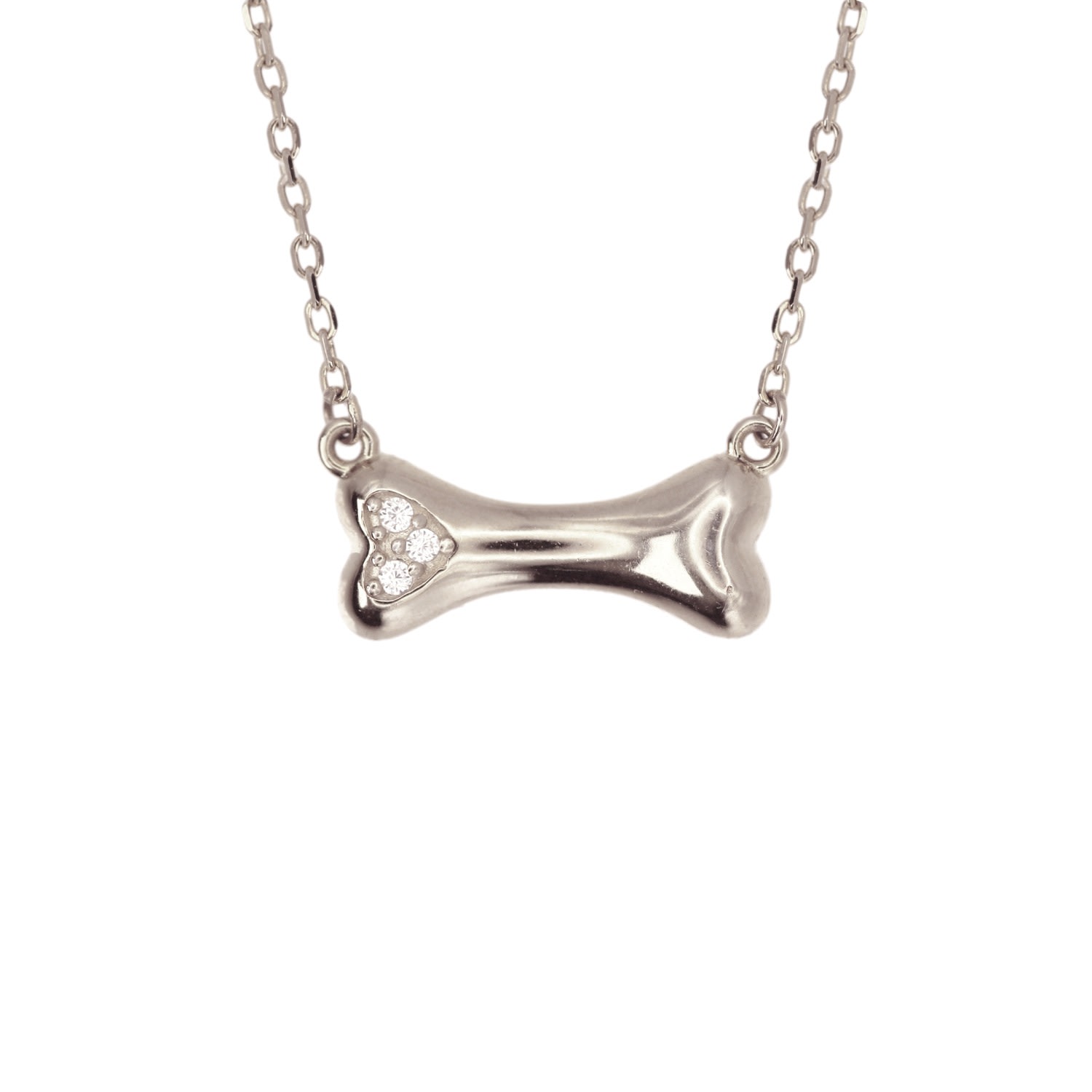 Women’s White Gold Diamond Dog Bone Necklace Vicstonenyc Fine Jewelry