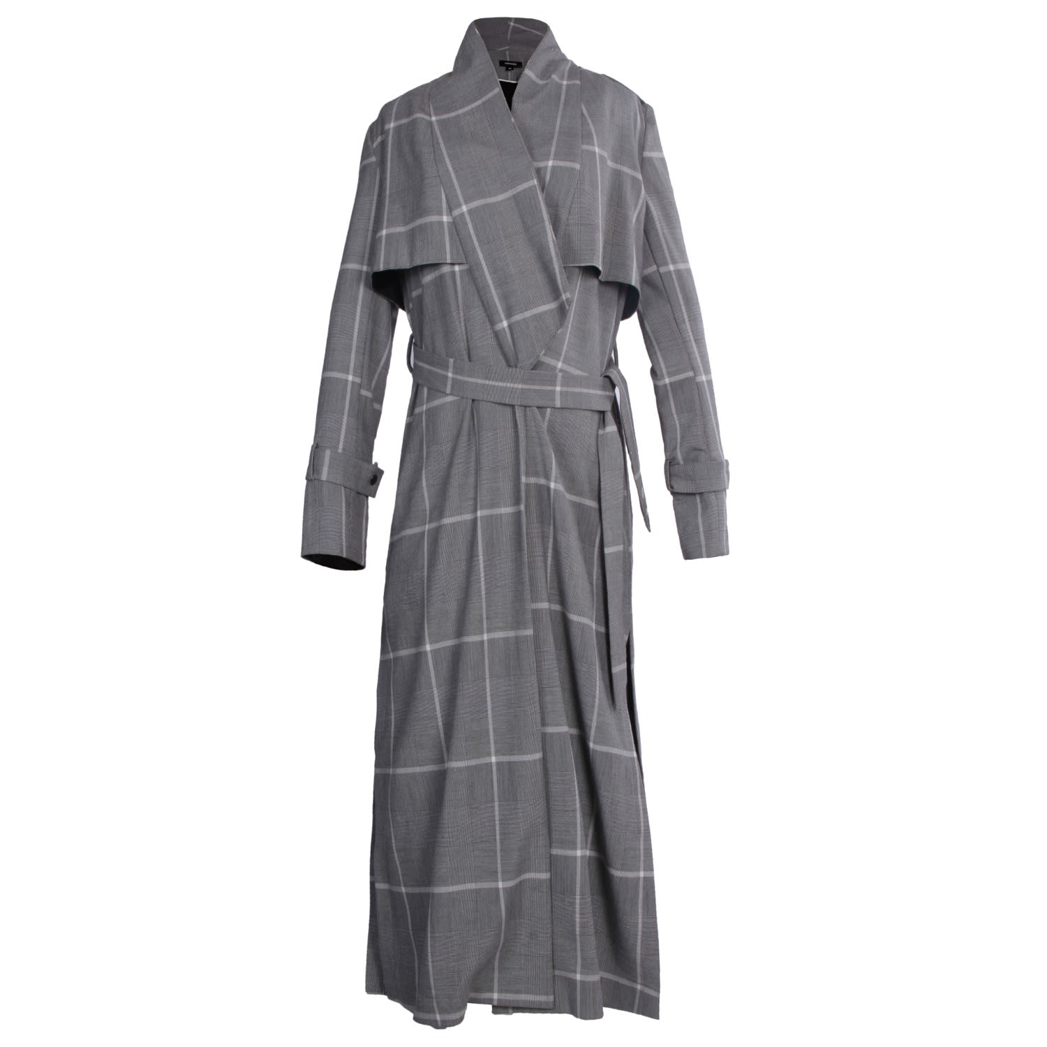Smart And Joy Women's Grey Long Tartan Coat In Gray