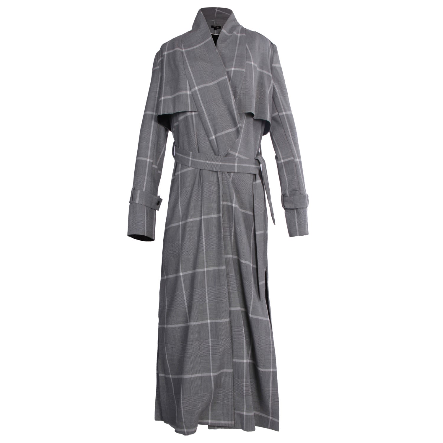 Smart And Joy Women's Grey Long Tartan Coat In Grey