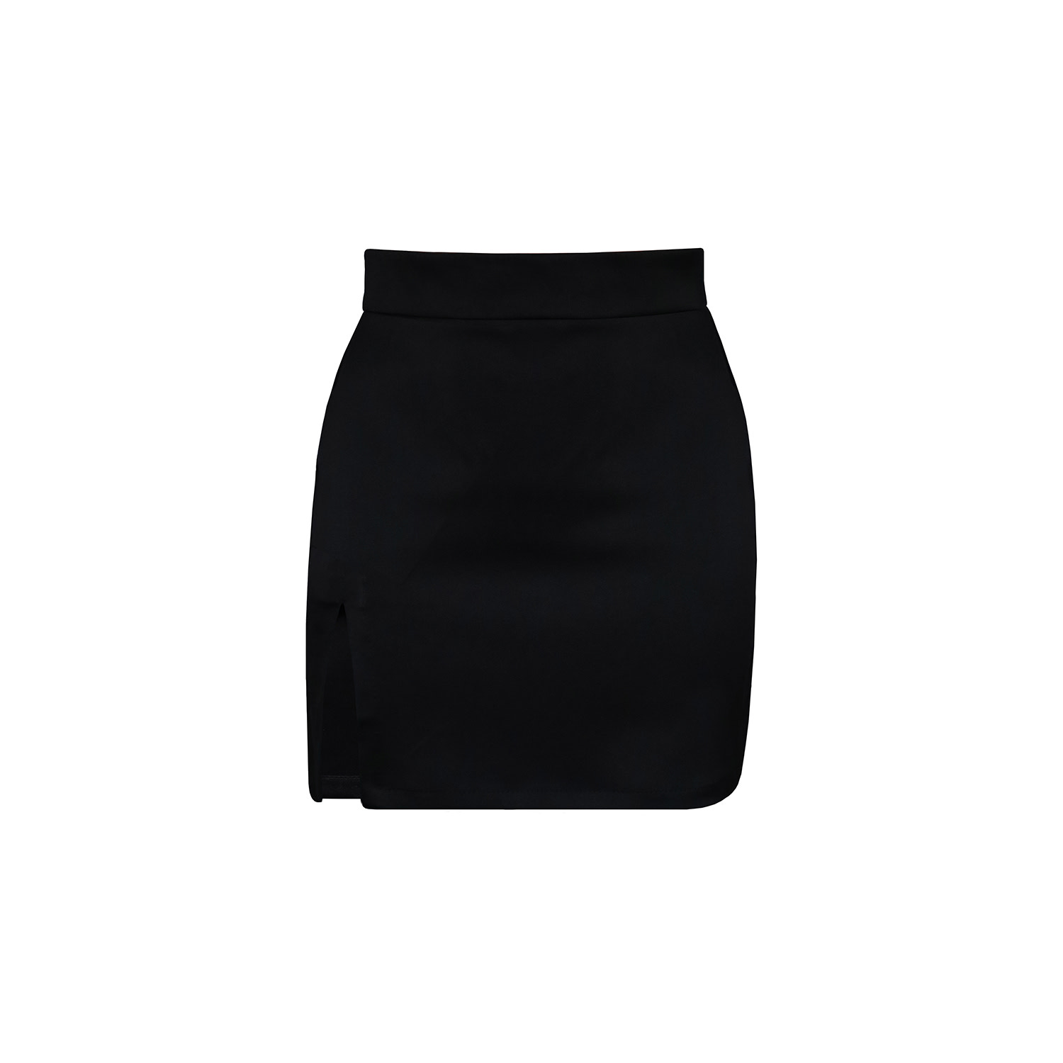 2kstyle Women's Caraco High-waisted Split Satin Mini Skirt - Black In Black