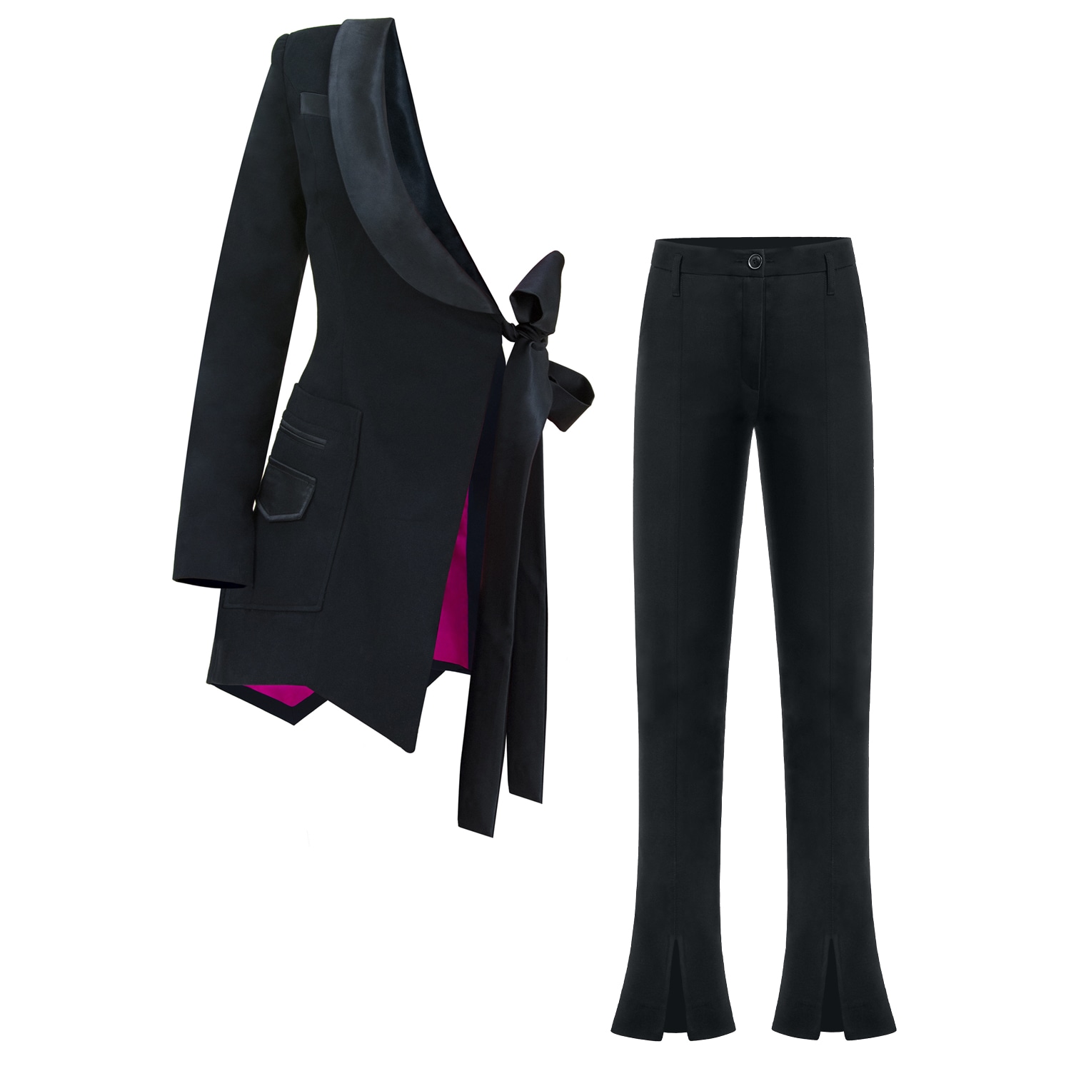 Tia Dorraine Women's Black Double Identity Statement Power Suit