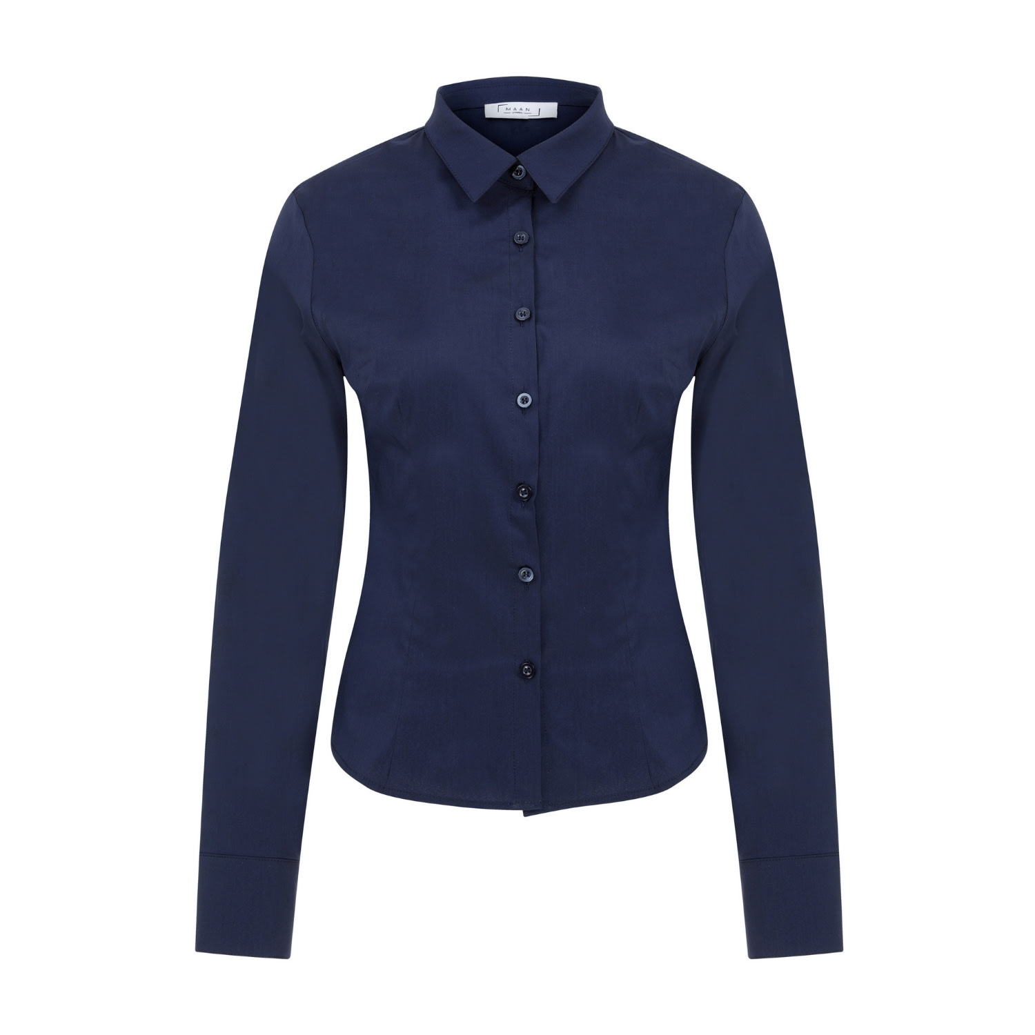 Maan Istanbul Women's Classic Slim Fit Dark Blue Shirt - Shades Of Limbo In Blue