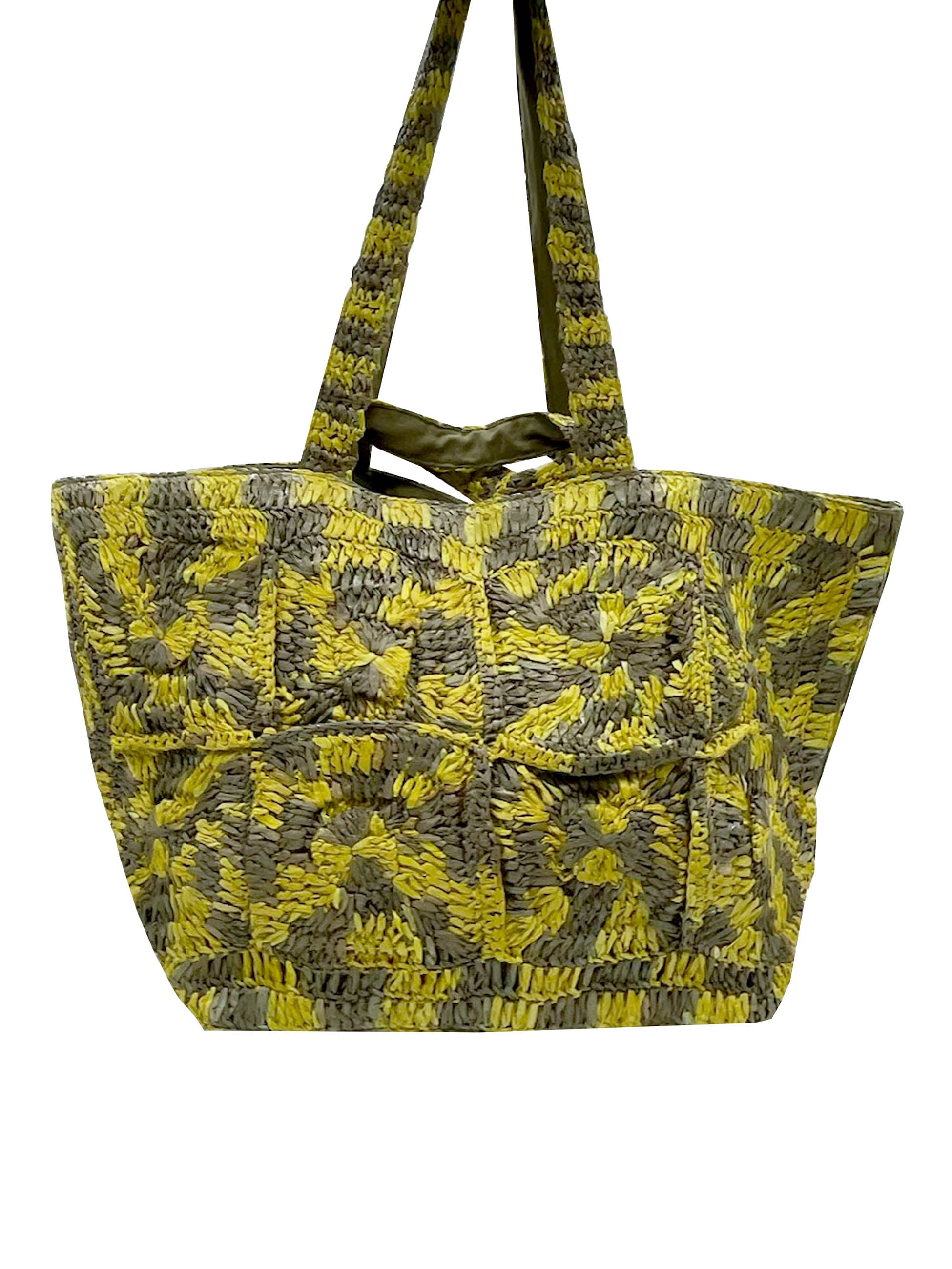 Nooki Design Women's Green Glasto Crochet Tote In Khaki In Green