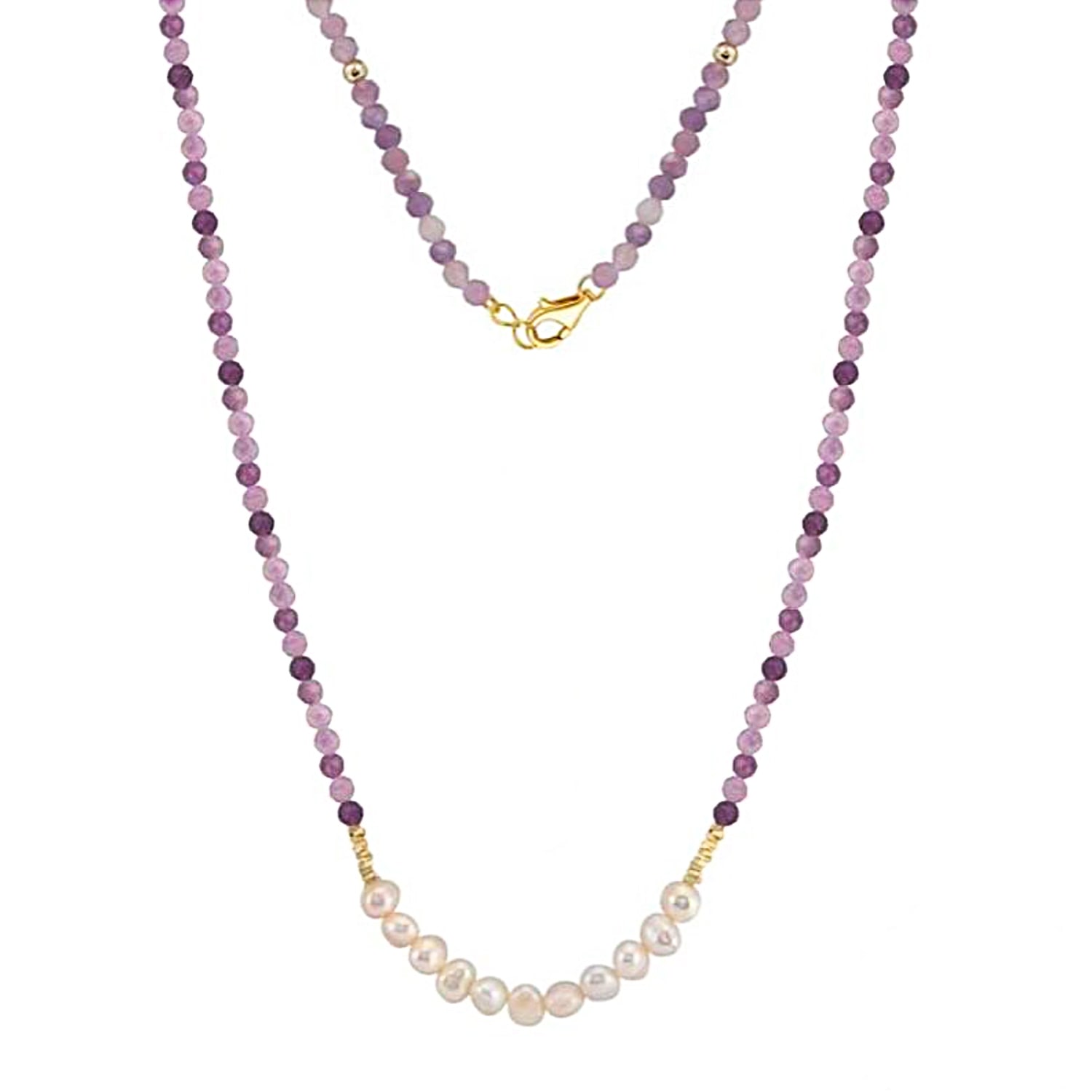 Women&rsquo;s Gold / Purple Lunari Purple Mica & Pearl Beaded Necklace | Shaded the Label