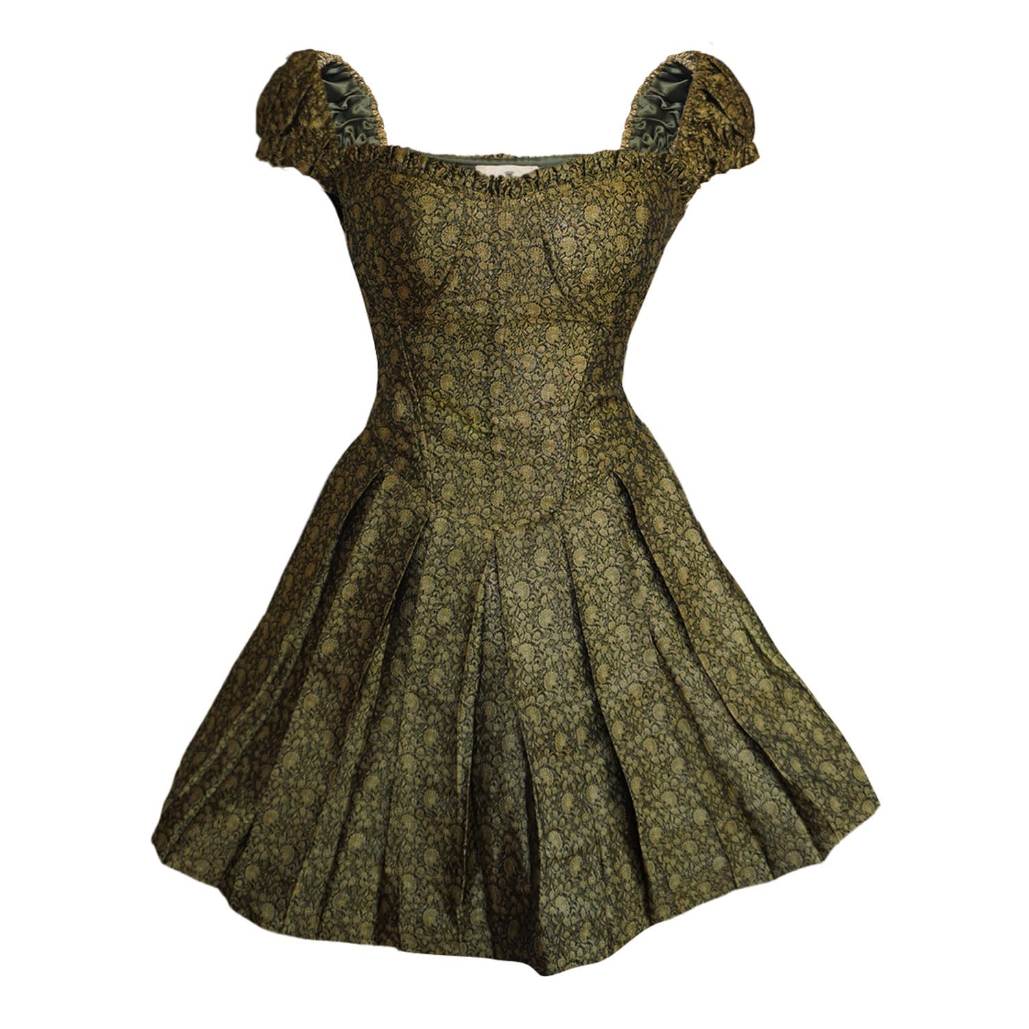 Svarini Women's Gold / Green / Black Puff Rani Corset Mini Dress In Multi