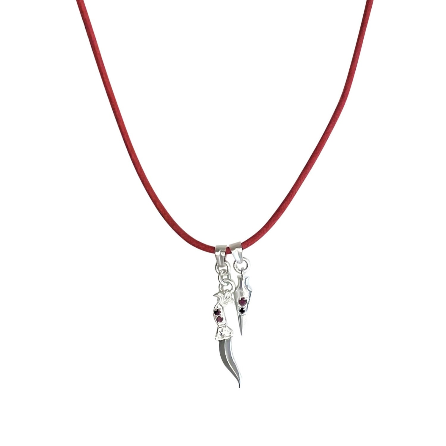 Rize Women's Red / Silver Ruby Dagger & Arrow - Sterling Silver & Red Cord In Multi