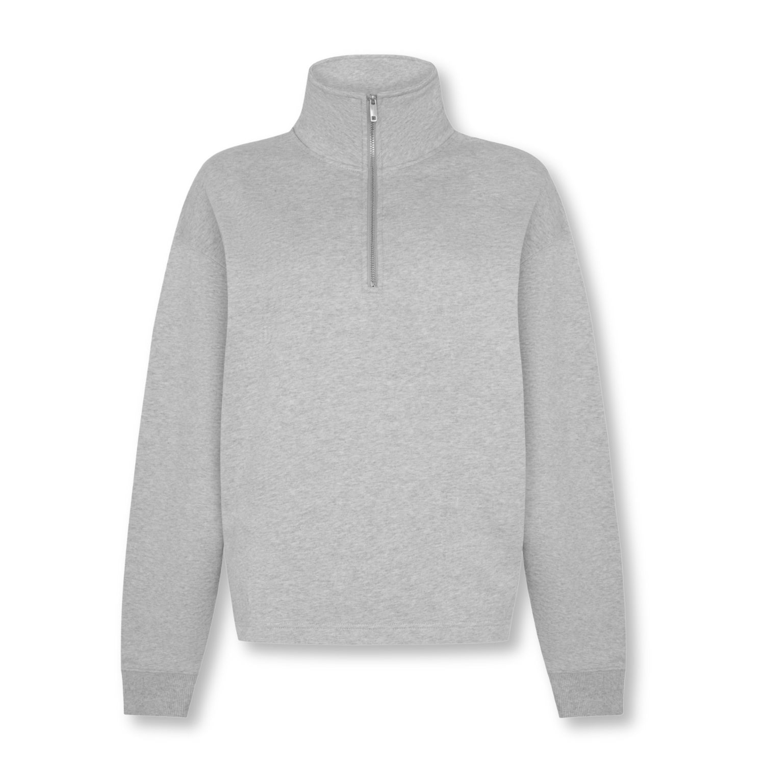 Not Basics Women's Organic Cotton Quarter Zip Sweatshirt, Light Grey Marl In Grey