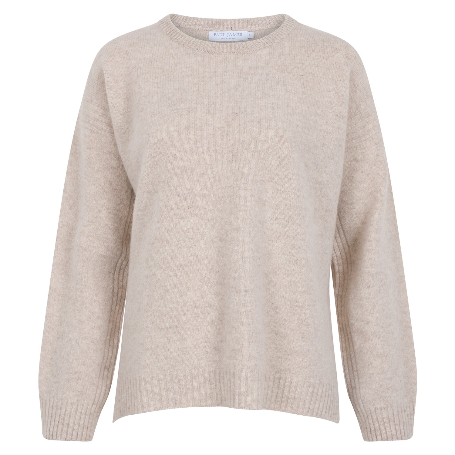 Paul James Knitwear Neutrals Womens Lambswool Zoe Drop Shoulder Jumper - Linen