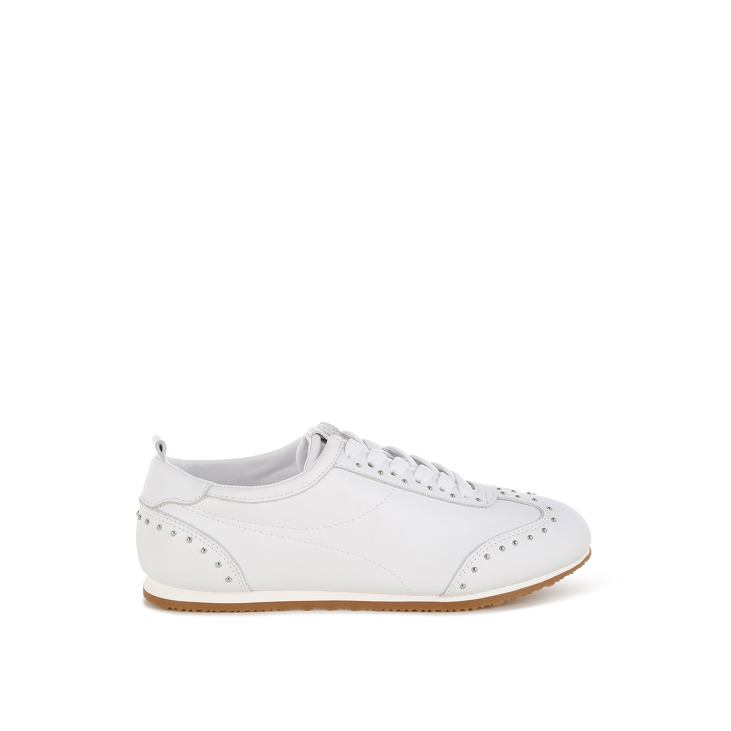 Rag & Co Women's Odaya Studded Real Soft Leather Sneakers In White