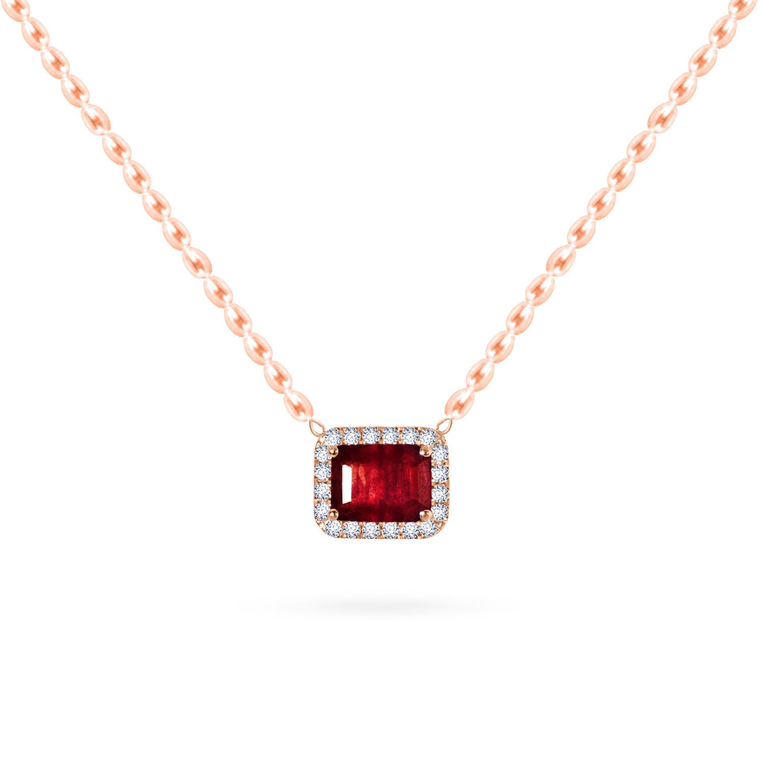 Women’s Necklace Cleopatra Rose Pearls On 18K Rose Gold, Diamonds & Precious Stone - Ruby Aquae Jewels