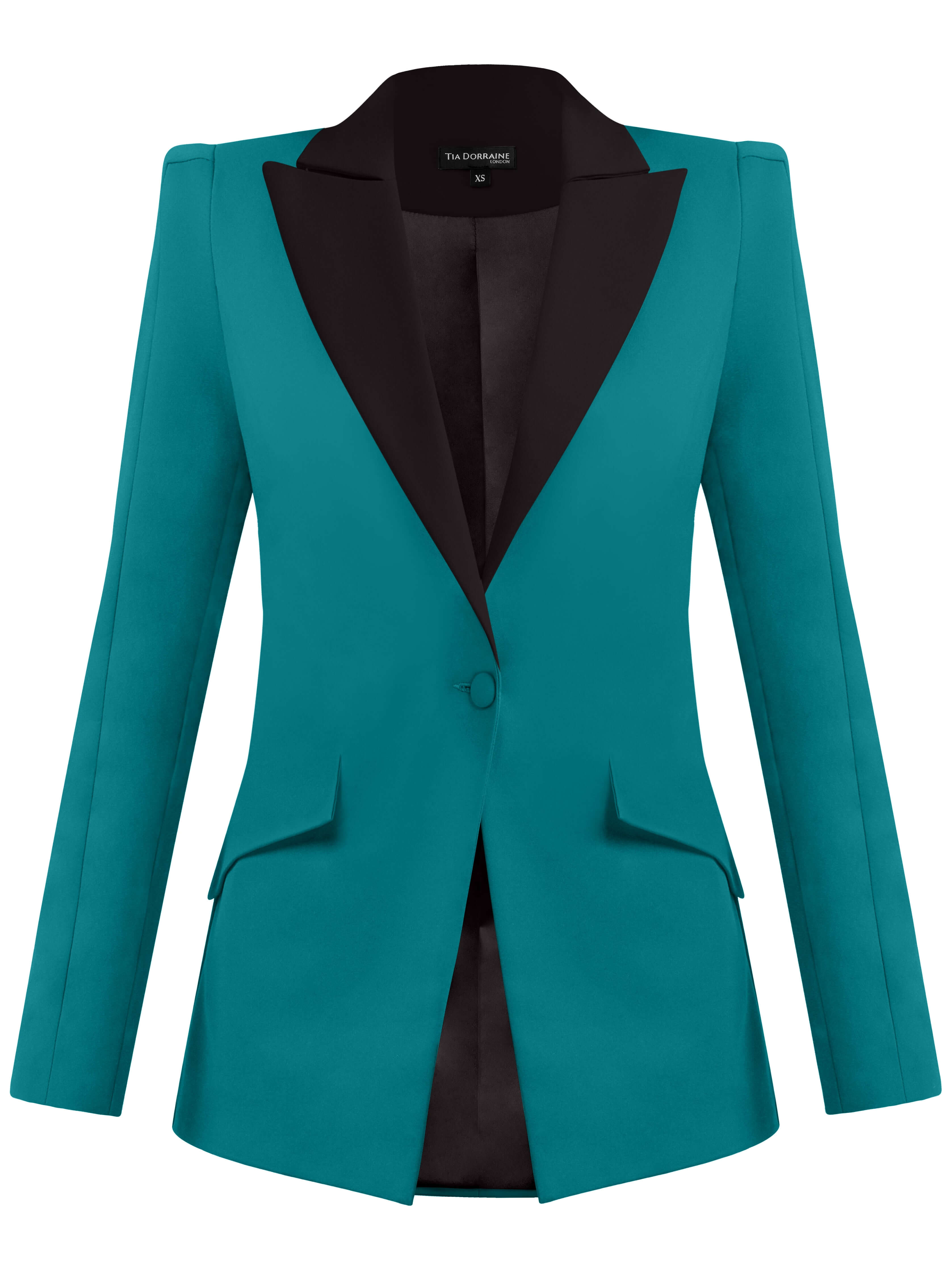 Women’s Black / Blue / Green Illusion Classic Tailored Blazer, Turquoise & Black Extra Small Tia Dorraine