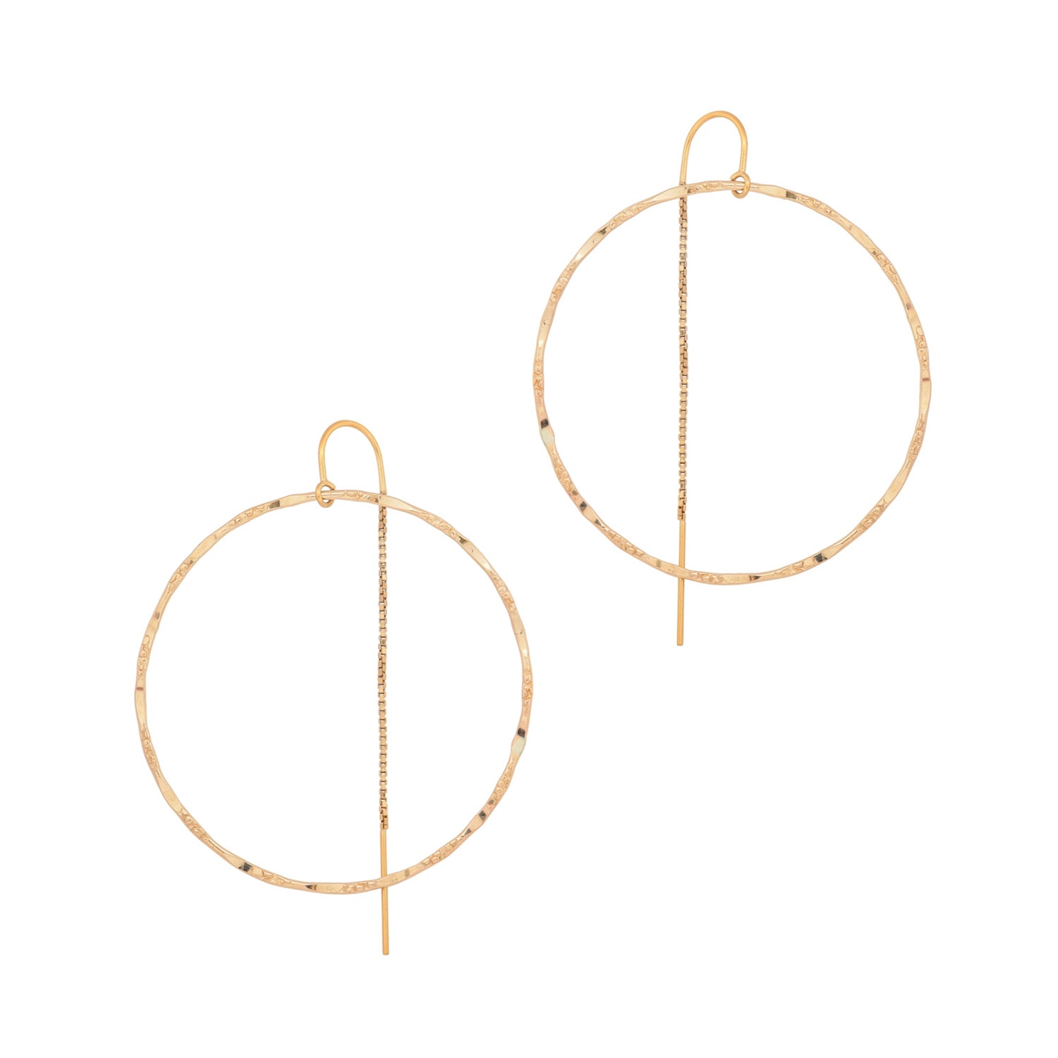 Heather Hawkins Jewelry Women's Large Filigree Hoop Threader Earrings - Goldfilled
