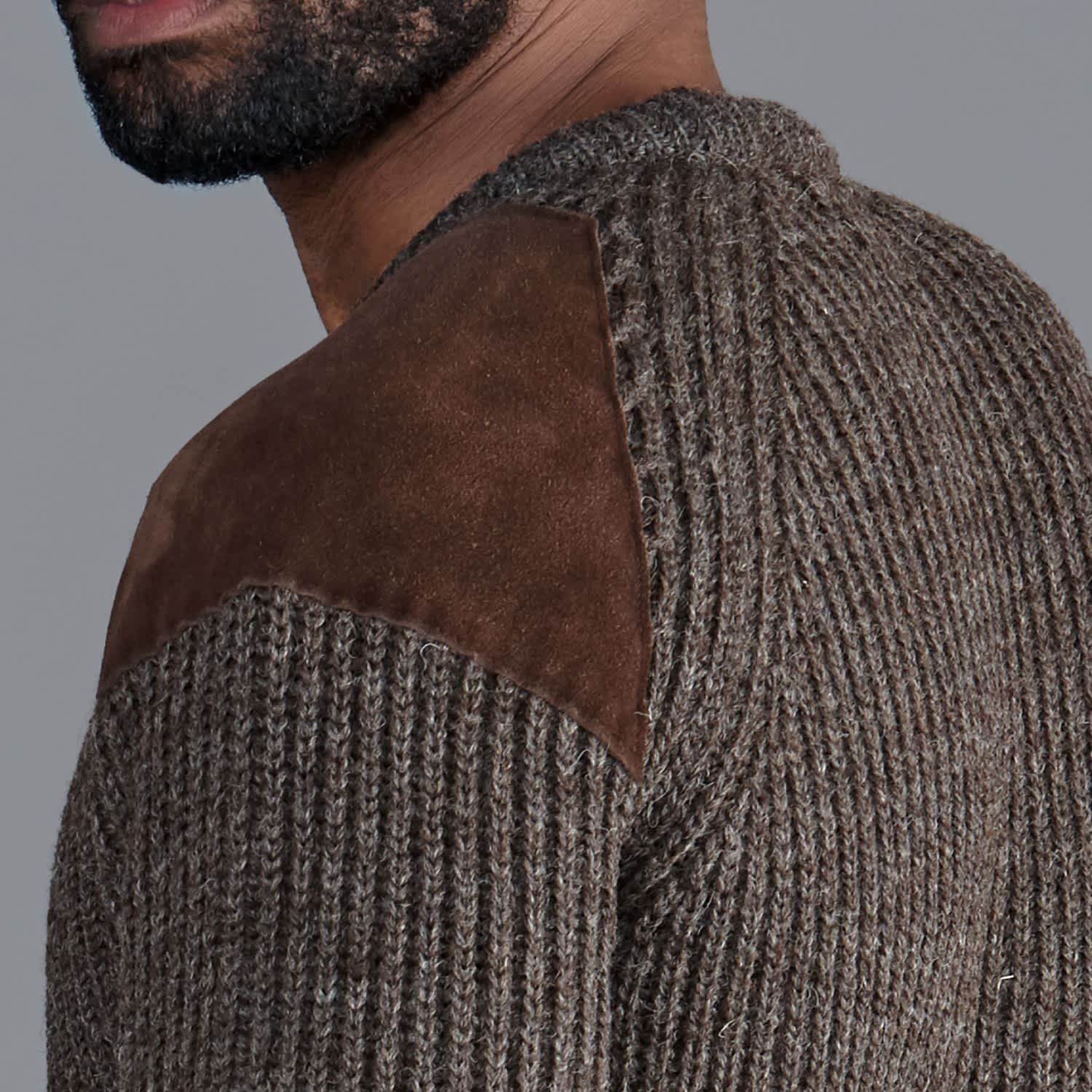 Chunky British Wool Hardy Ribbed Shooting Jumper Brown Paul