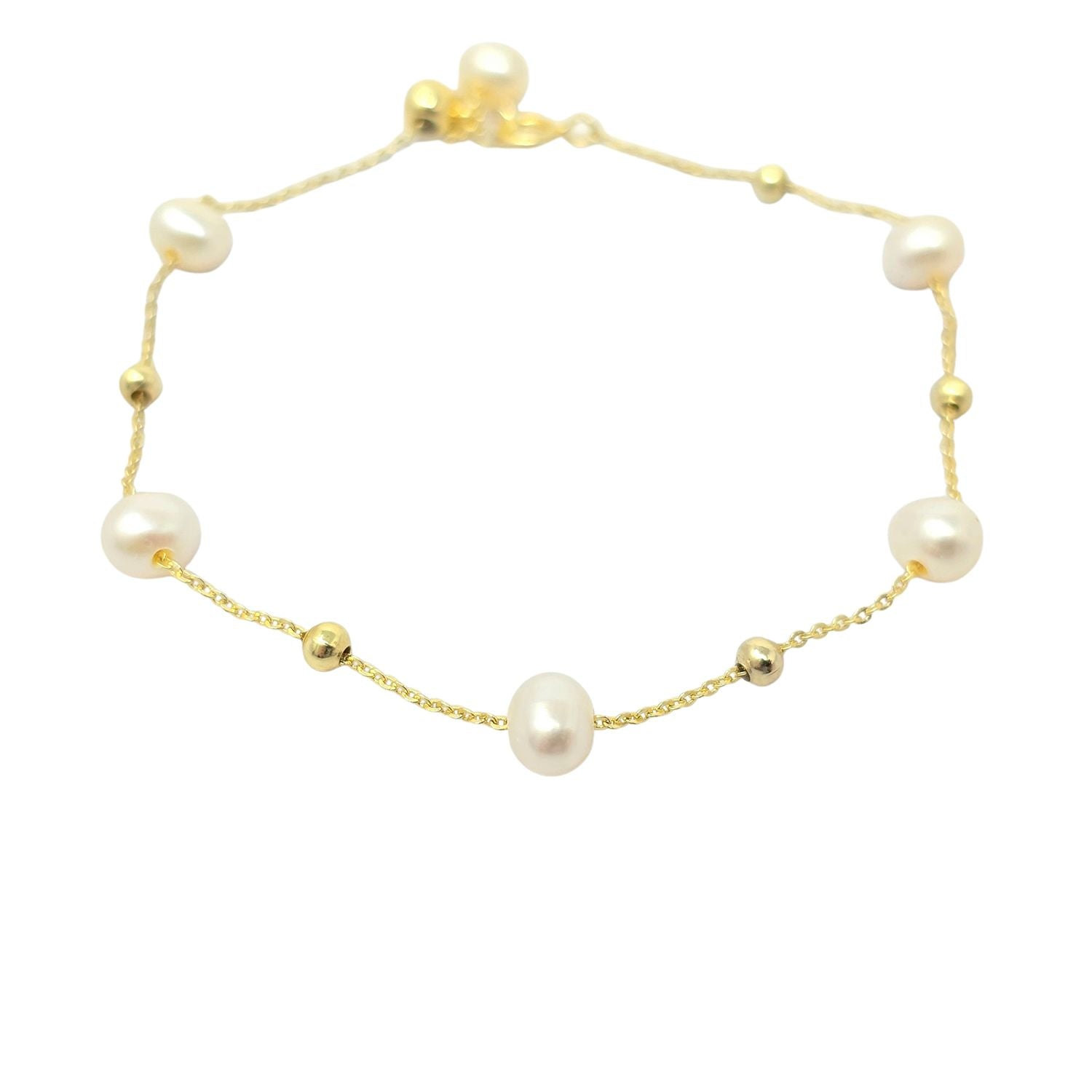 Women’s Gold / White Natural Freshwater Pearl Bracelet Bridesmaid Gift | Harfi
