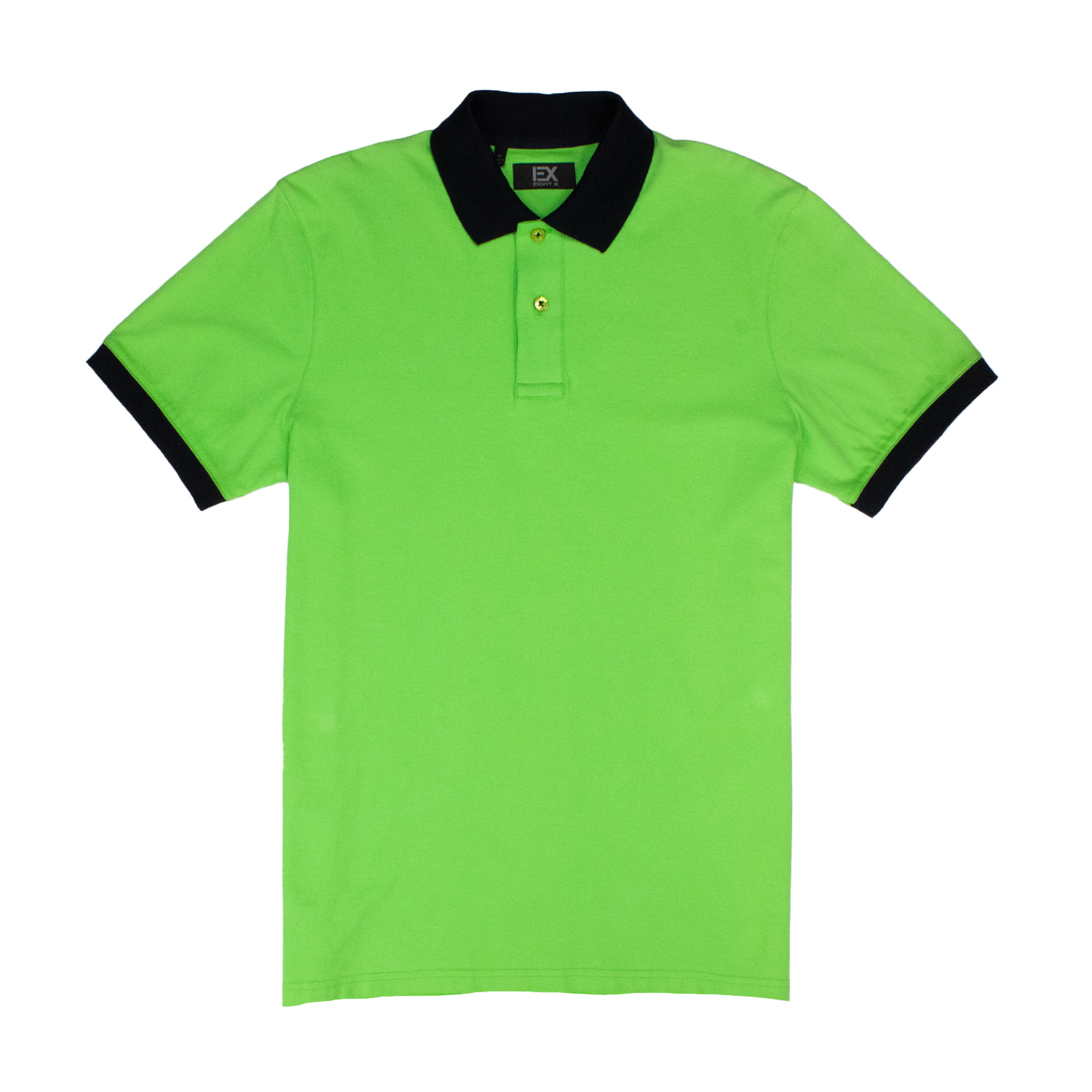 Eight X Men's Green Polo With Double Sided Navy & Fuchsia Paisley Print Collar In Green