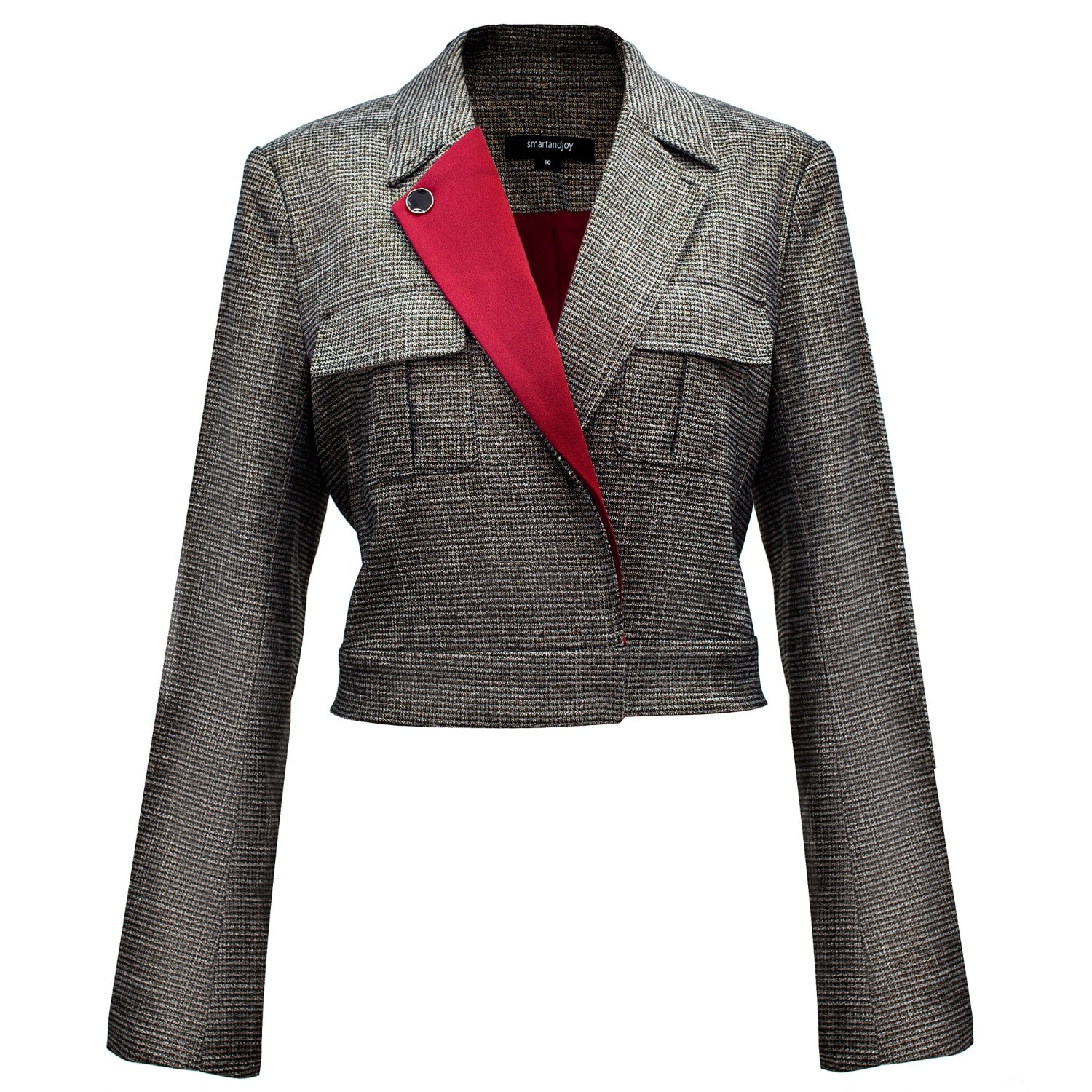 Smart And Joy Women's Crop Tailor Safari Jacket And Removable Lapel - Golden In Gold